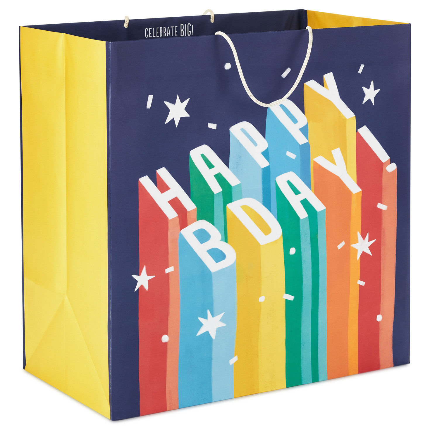 10129-15-uplifted-lettering-extra-deep-birthday-gift-bag-1.jpg 15" Uplifted Lettering Extra-Deep Birthday Gift Bag