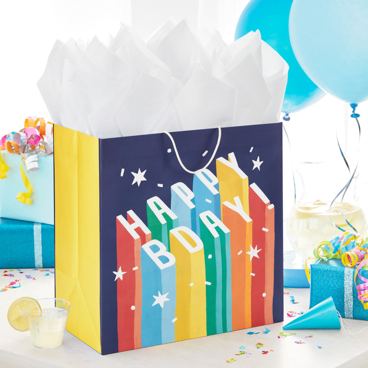 10129-15-uplifted-lettering-extra-deep-birthday-gift-bag-2.jpg 15" Uplifted Lettering Extra-Deep Birthday Gift Bag