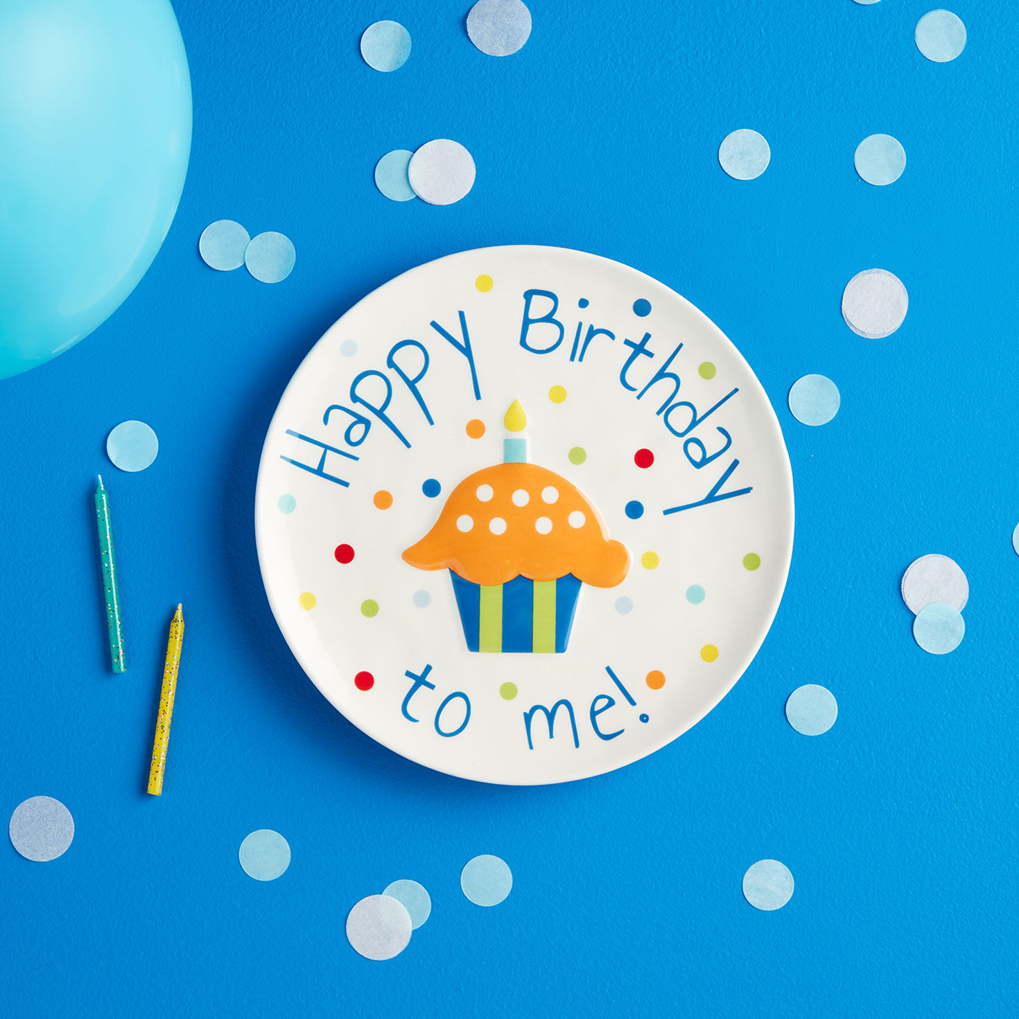 Mud Pie Musical Orange Cupcake Birthday Plate, 8"