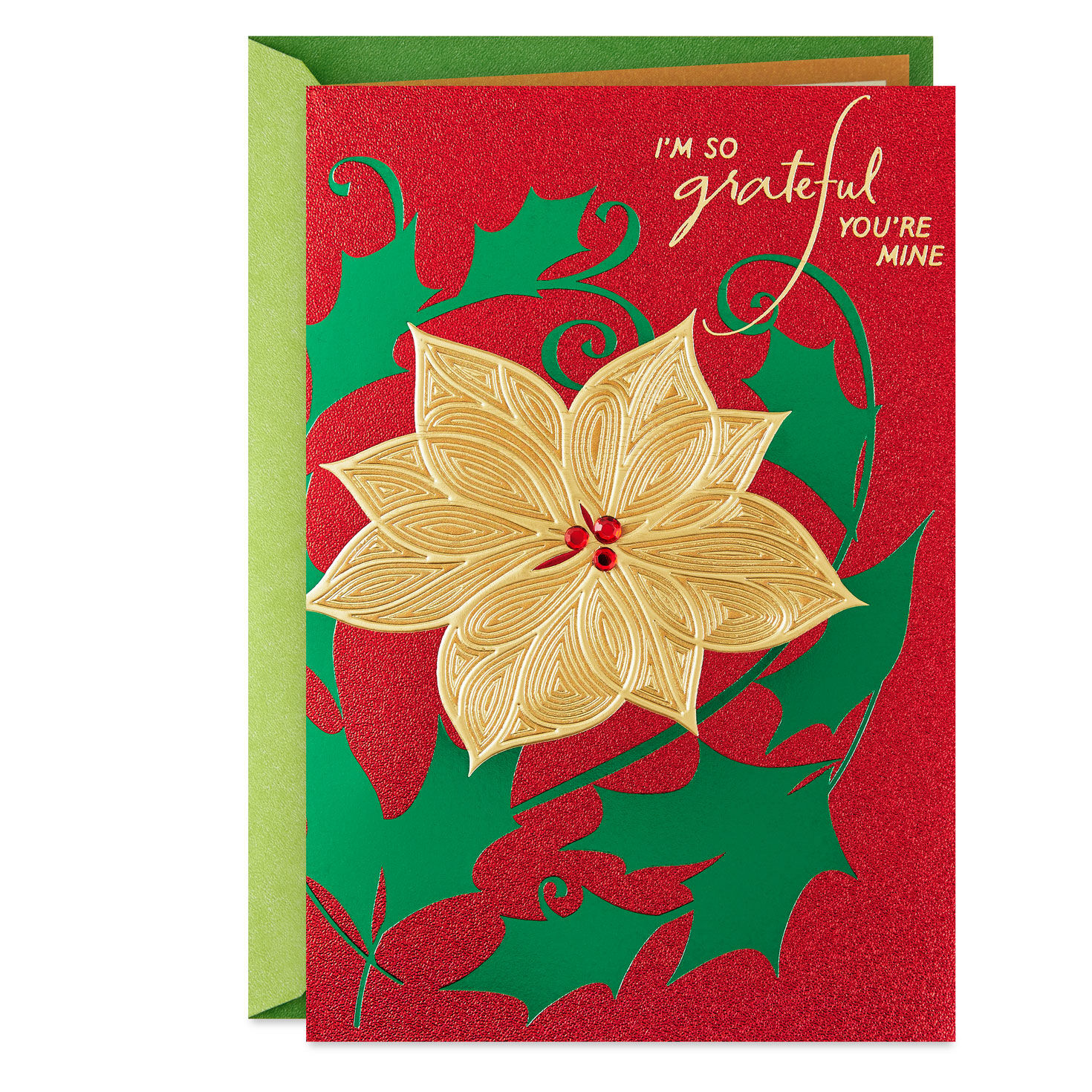So Grateful You're Mine Romantic Christmas Card for Her