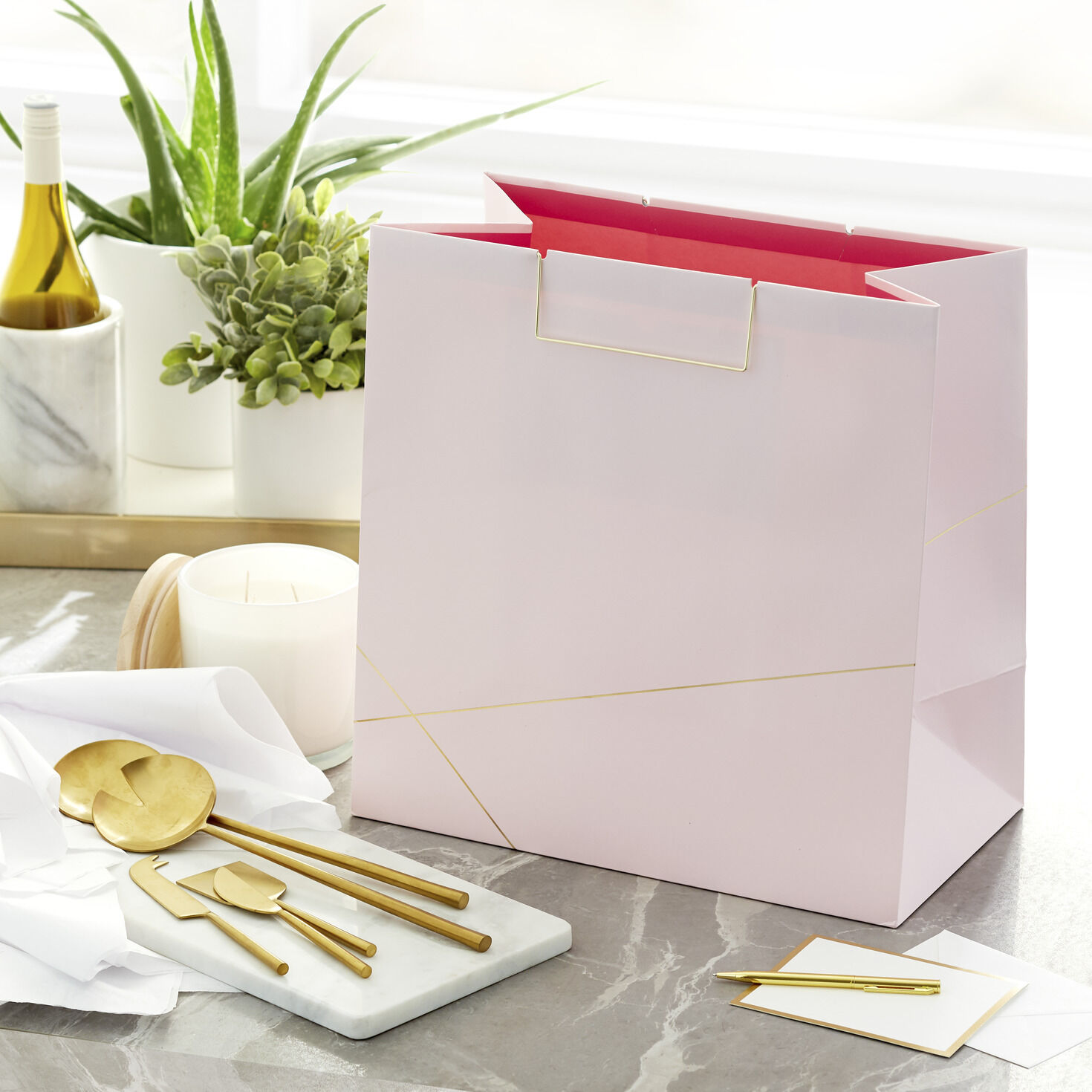 10955-light-pink-with-gold-extra-deep-square-gift-bag-15--2.jpg Light Pink With Gold Extra-Deep Square Gift Bag, 15"