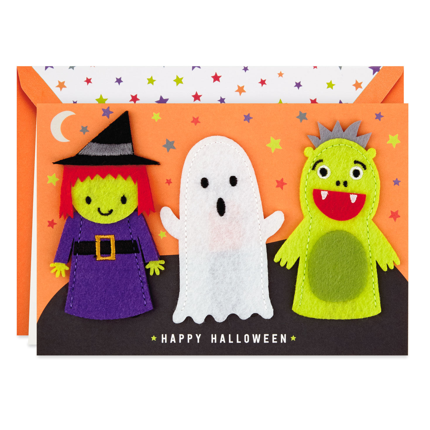 Happy Halloween Card With Felt Finger Puppets