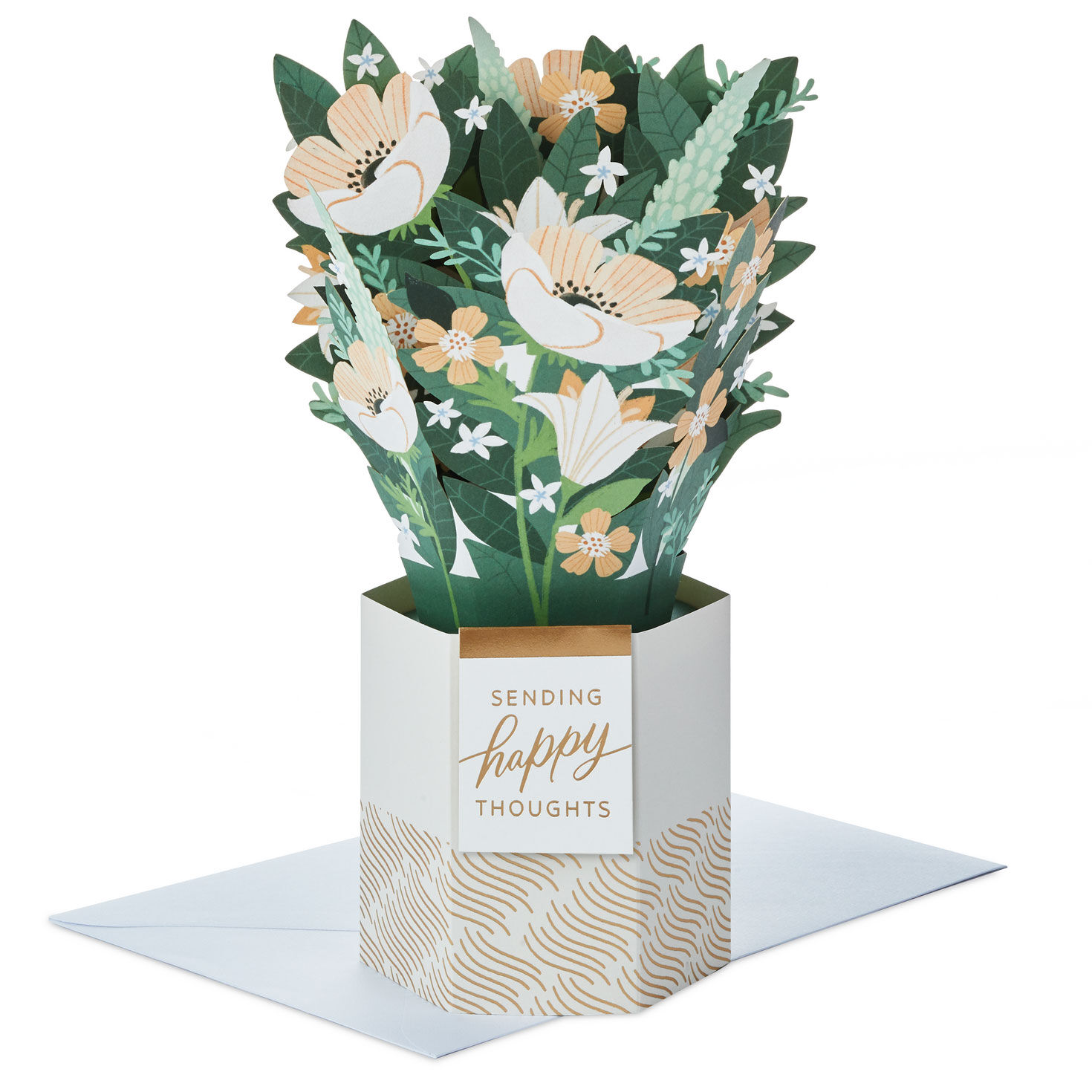 Happy Thoughts Flower Bouquet in Vase 3D Pop-Up Card