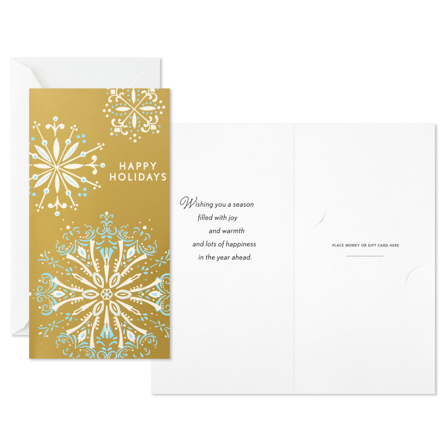 11230-snowflakes-on-gold-money-holder-christmas-cards-pack-of-10-2.jpg Snowflakes on Gold Money Holder Christmas Cards, Pack of 10
