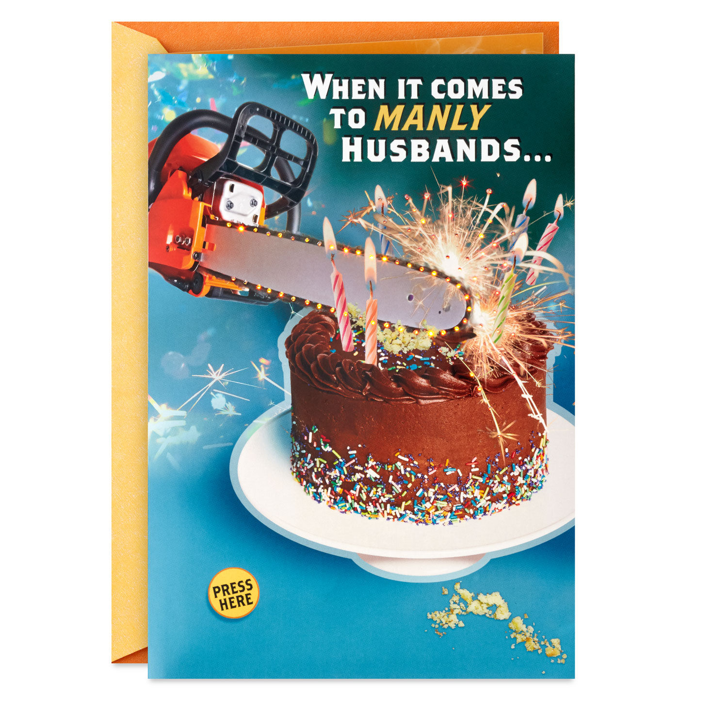For My Manly Husband Funny Birthday Card With Sound and Light