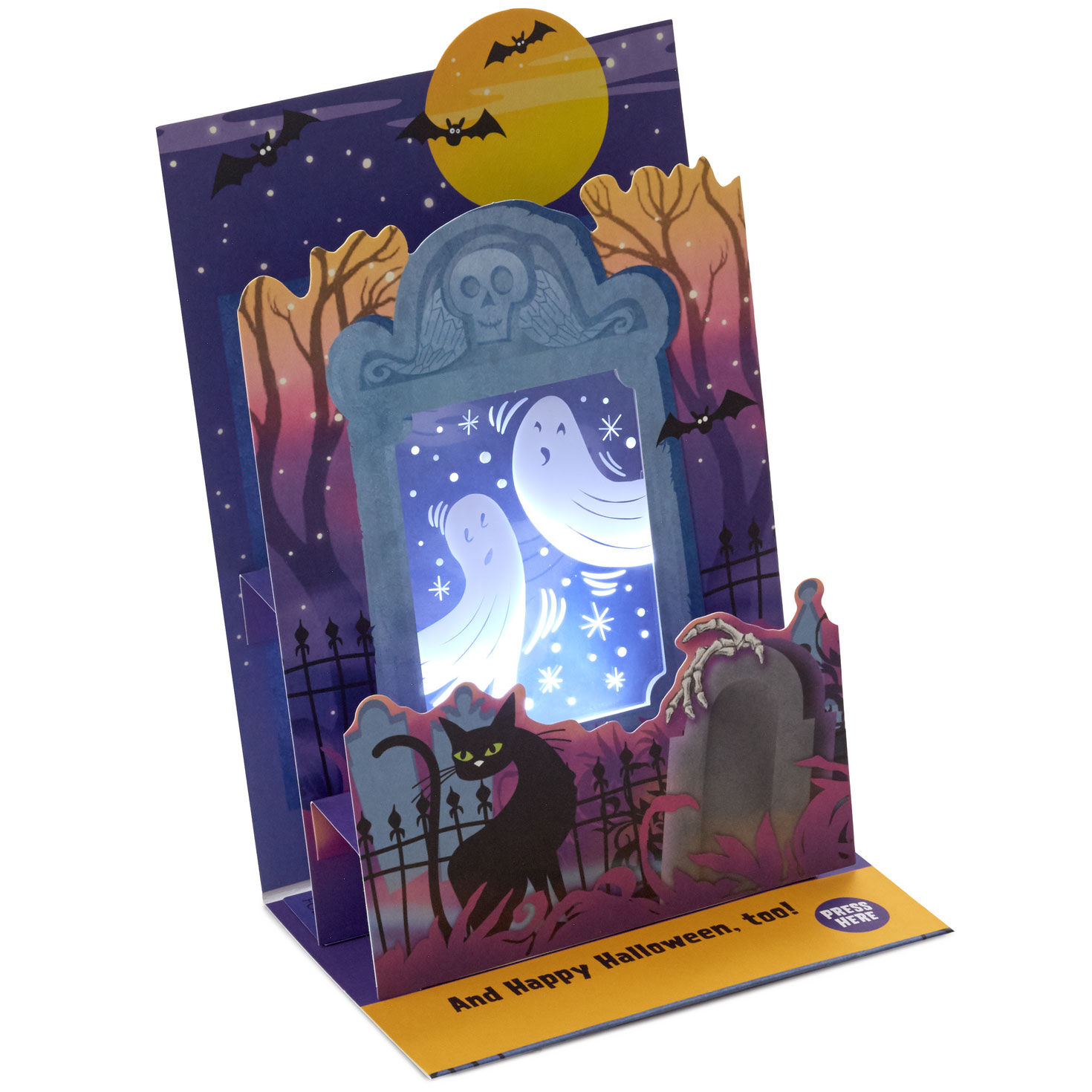 Ghosts in the Graveyard Musical Pop-Up Halloween Card With Light