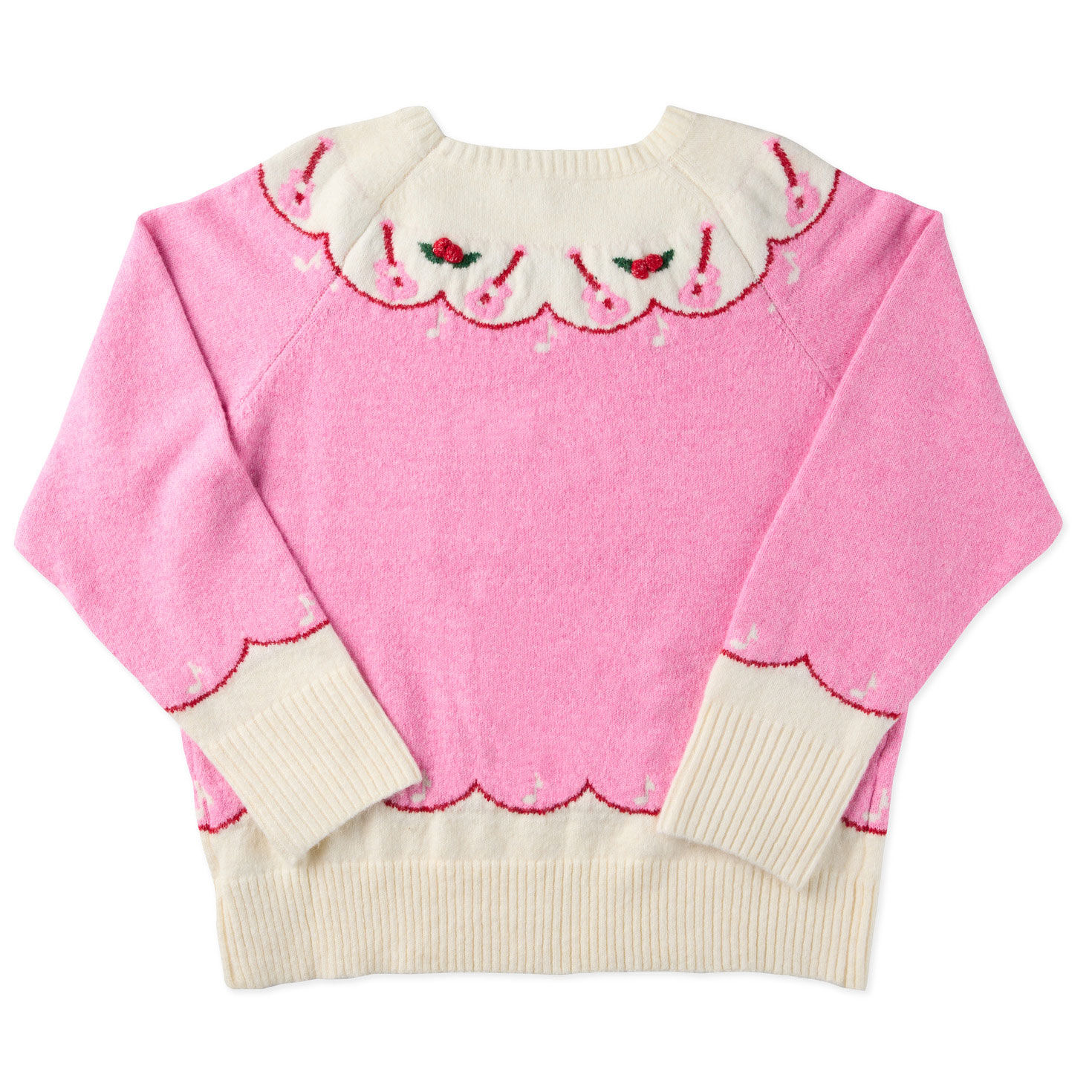 Hallmark x Opry® Guitar Fair Isle Women's Pink and Cream Sweater