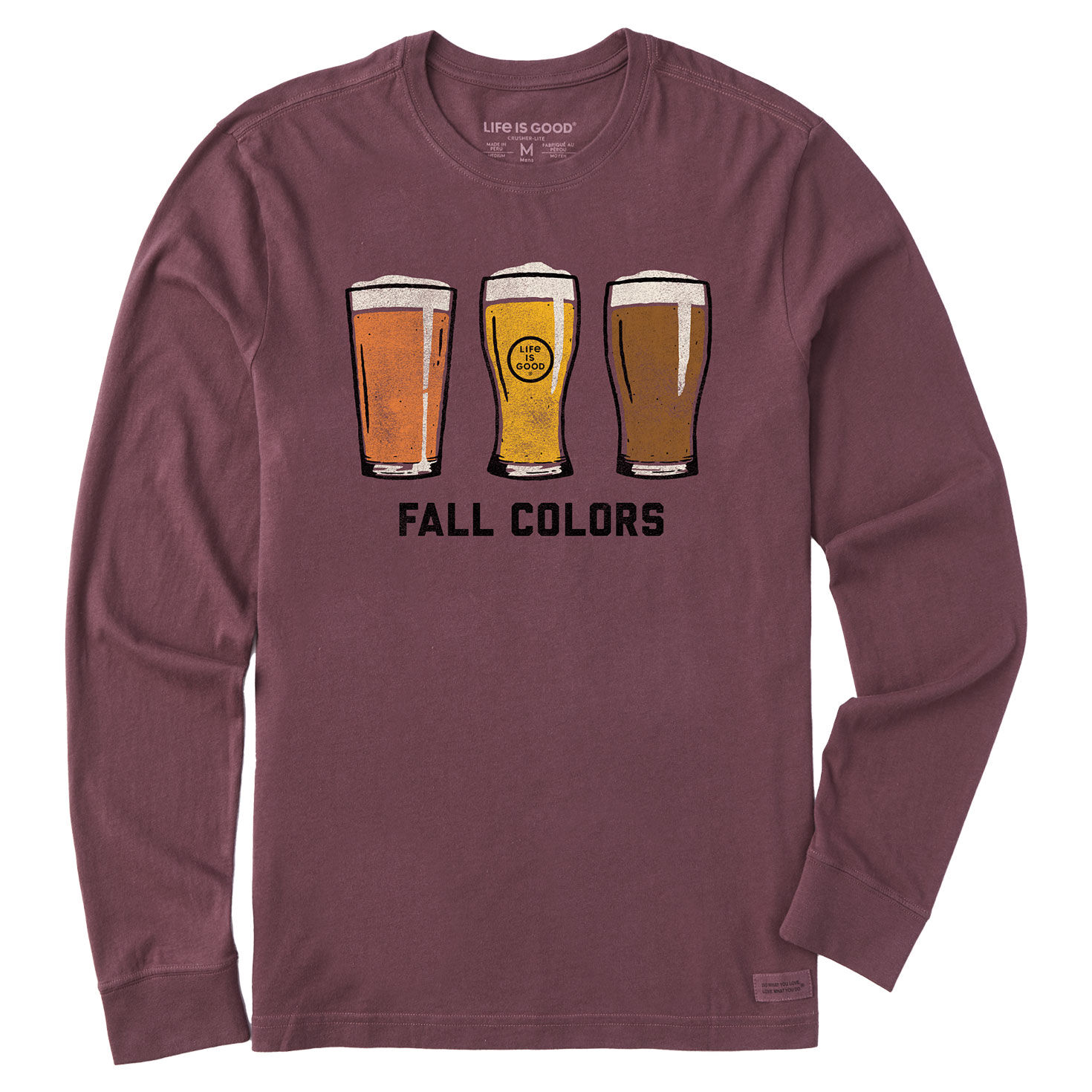 Life Is Good Men’s Fall Colors Beer Pints Brown Long-Sleeve T-Shirt