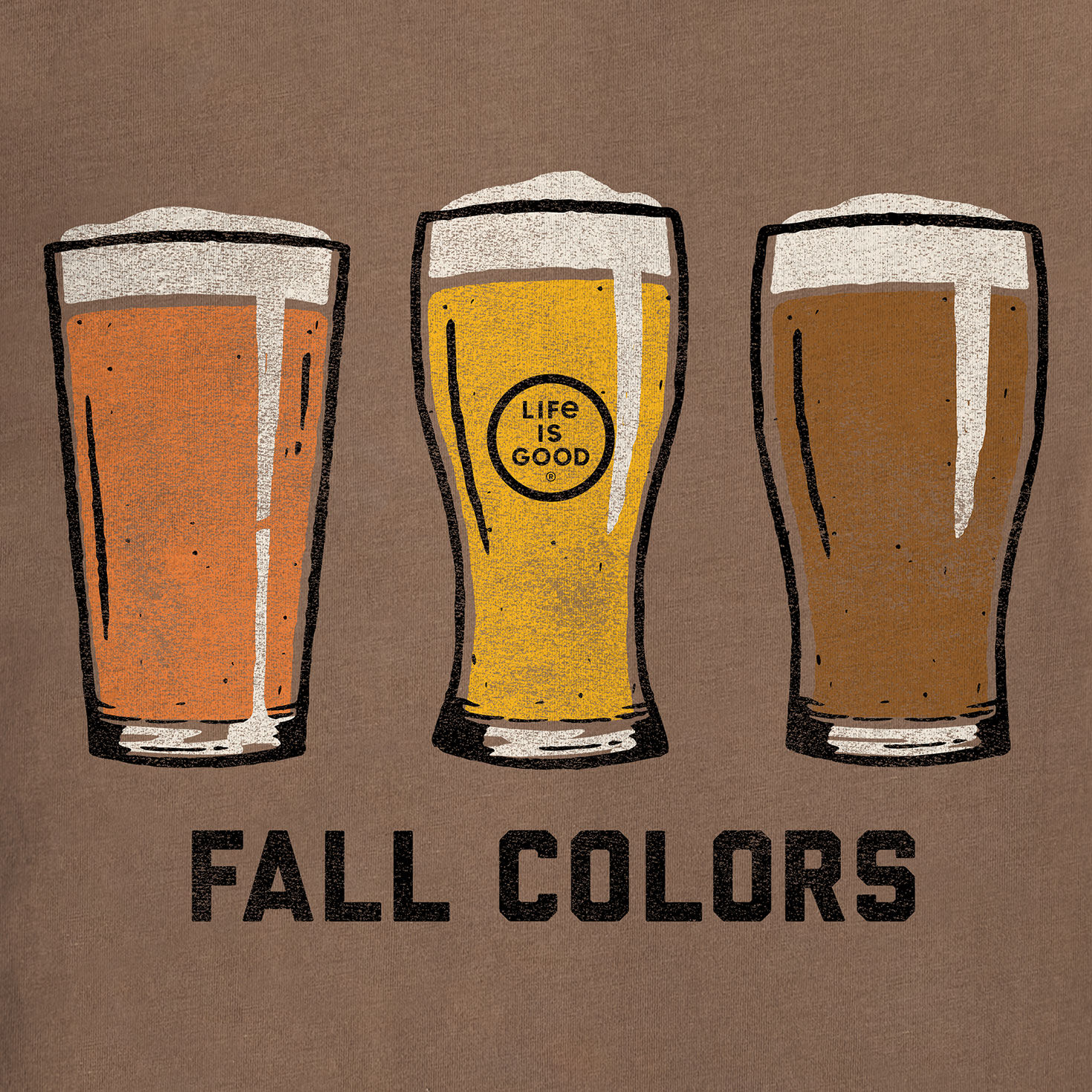 Life Is Good Men’s Fall Colors Beer Pints Brown Long-Sleeve T-Shirt