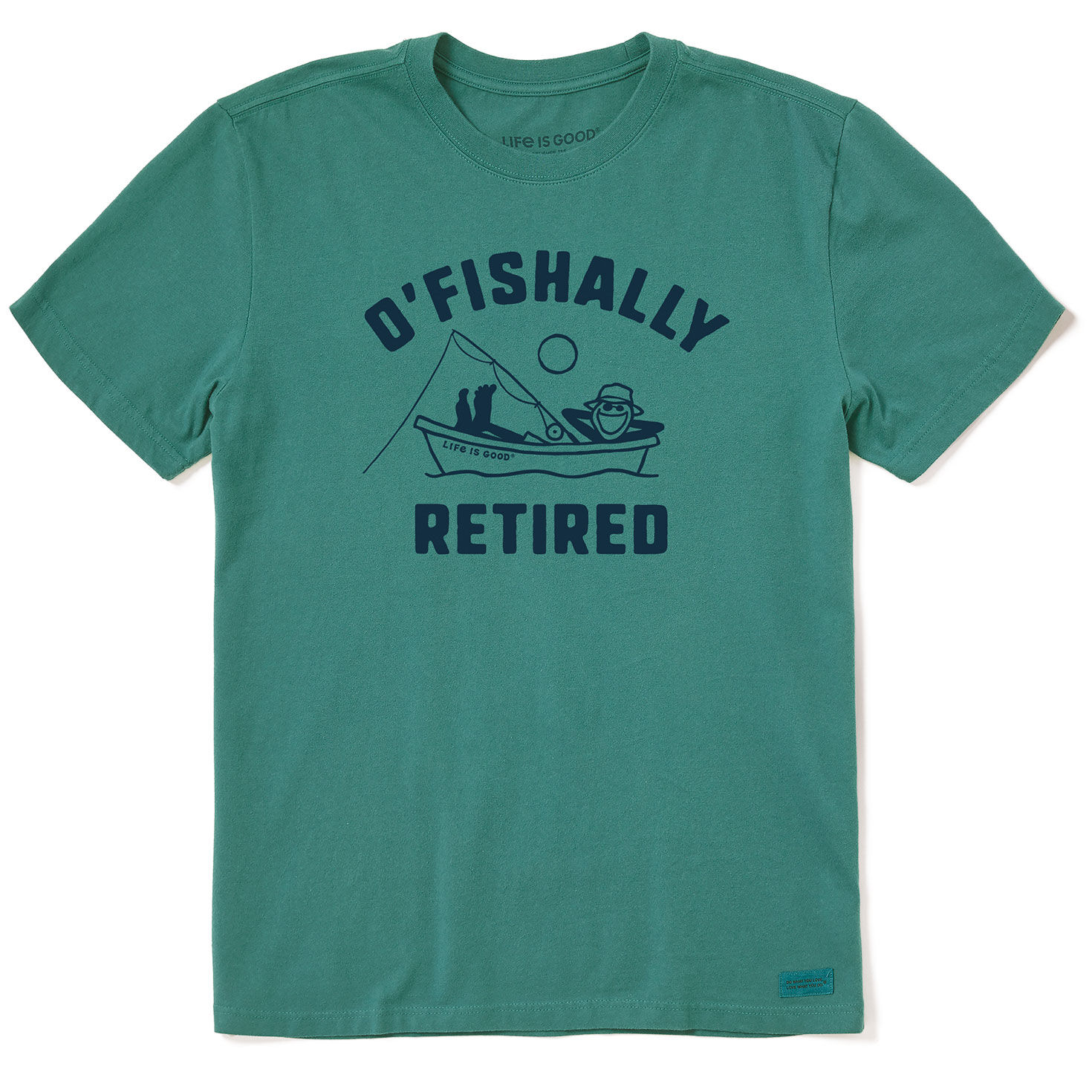 Life Is Good Men's O'Fishally Retired Green T-Shirt
