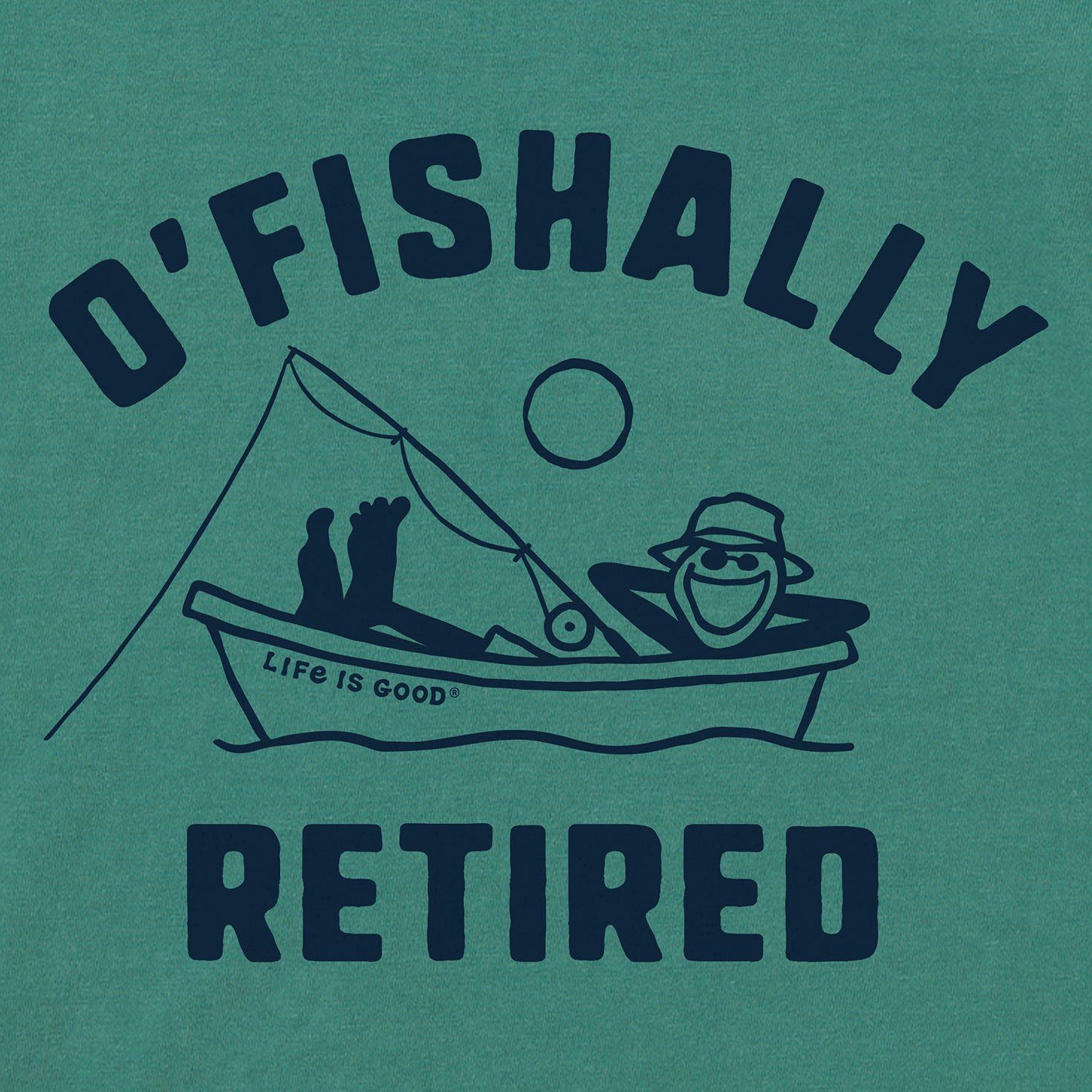 Life Is Good Men's O'Fishally Retired Green T-Shirt