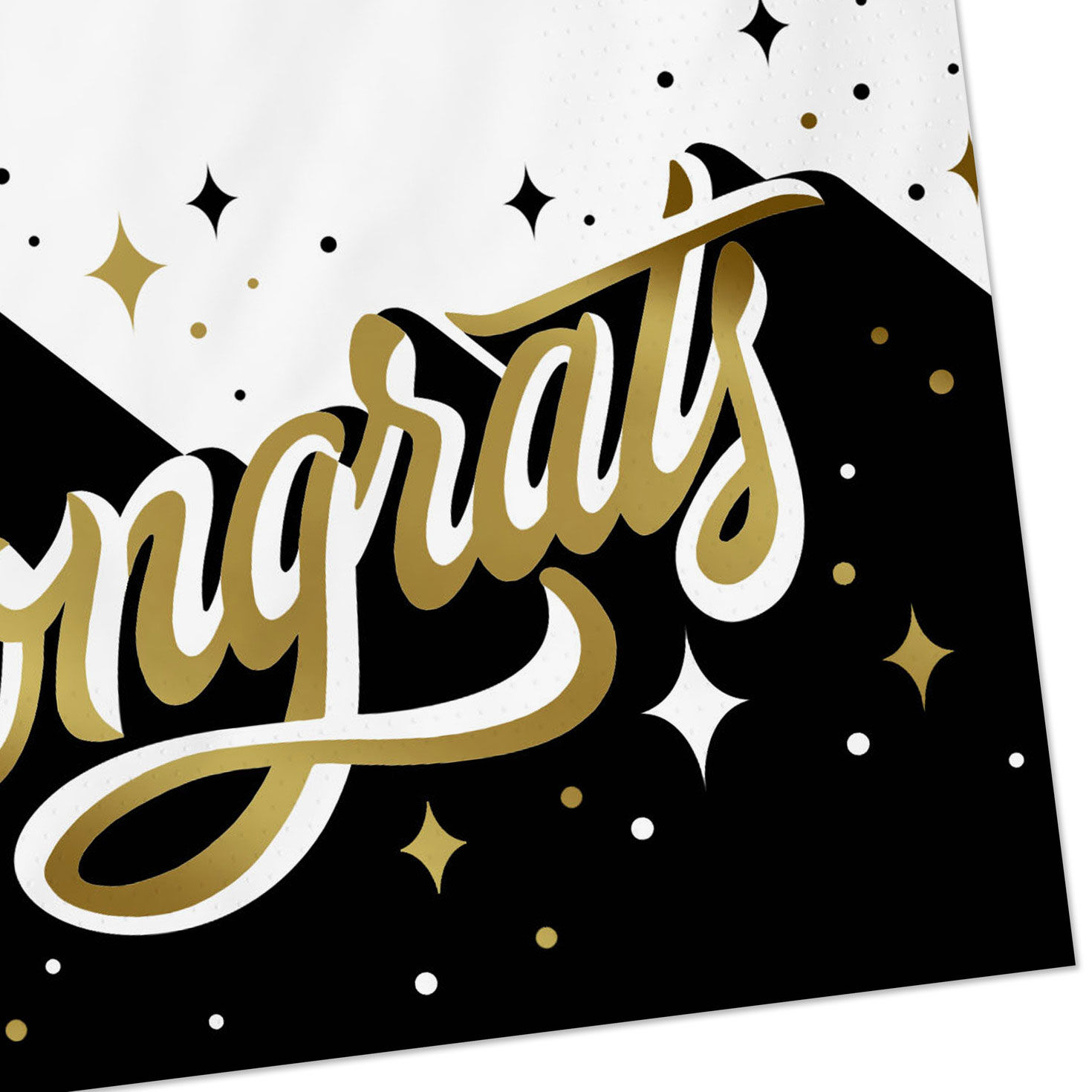 "Congrats" Gold and Black Graduation Cocktail Napkins, Pack of 20