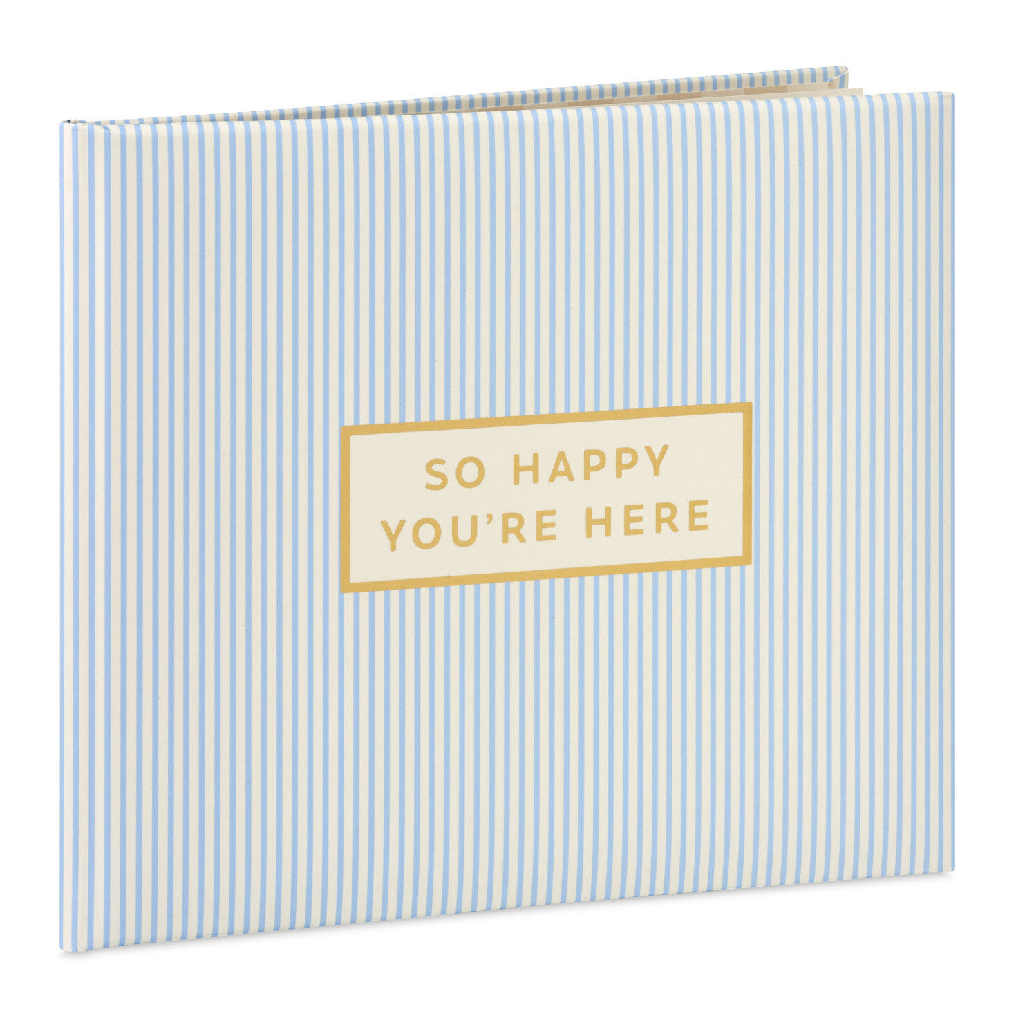 1454-so-happy-you-re-here-blue-and-white-striped-guest-book-1.jpg So Happy You're Here Blue and White Striped Guest Book
