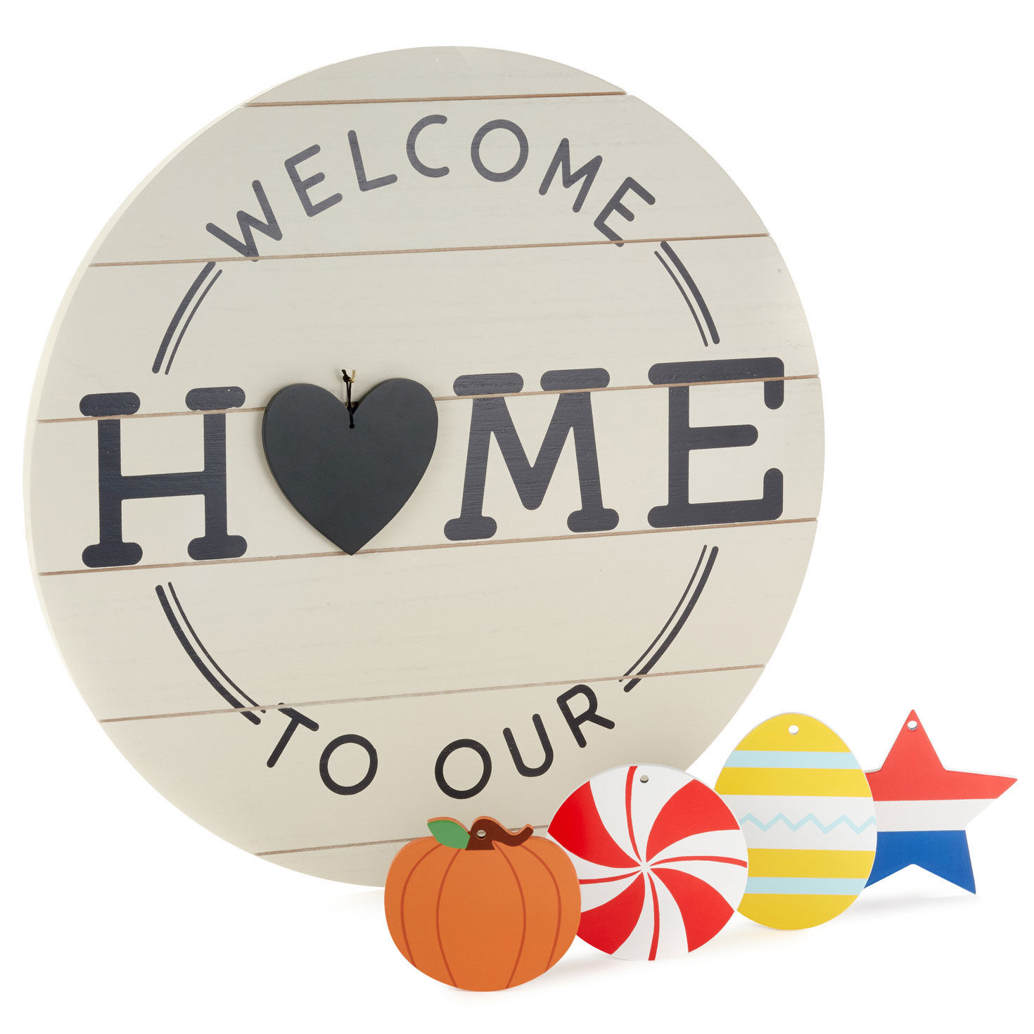 2777-welcome-to-our-home-hanging-sign-with-seasonal-decorations-18x18-1.jpg Welcome To Our Home Hanging Sign With Seasonal Decorations, 18x18