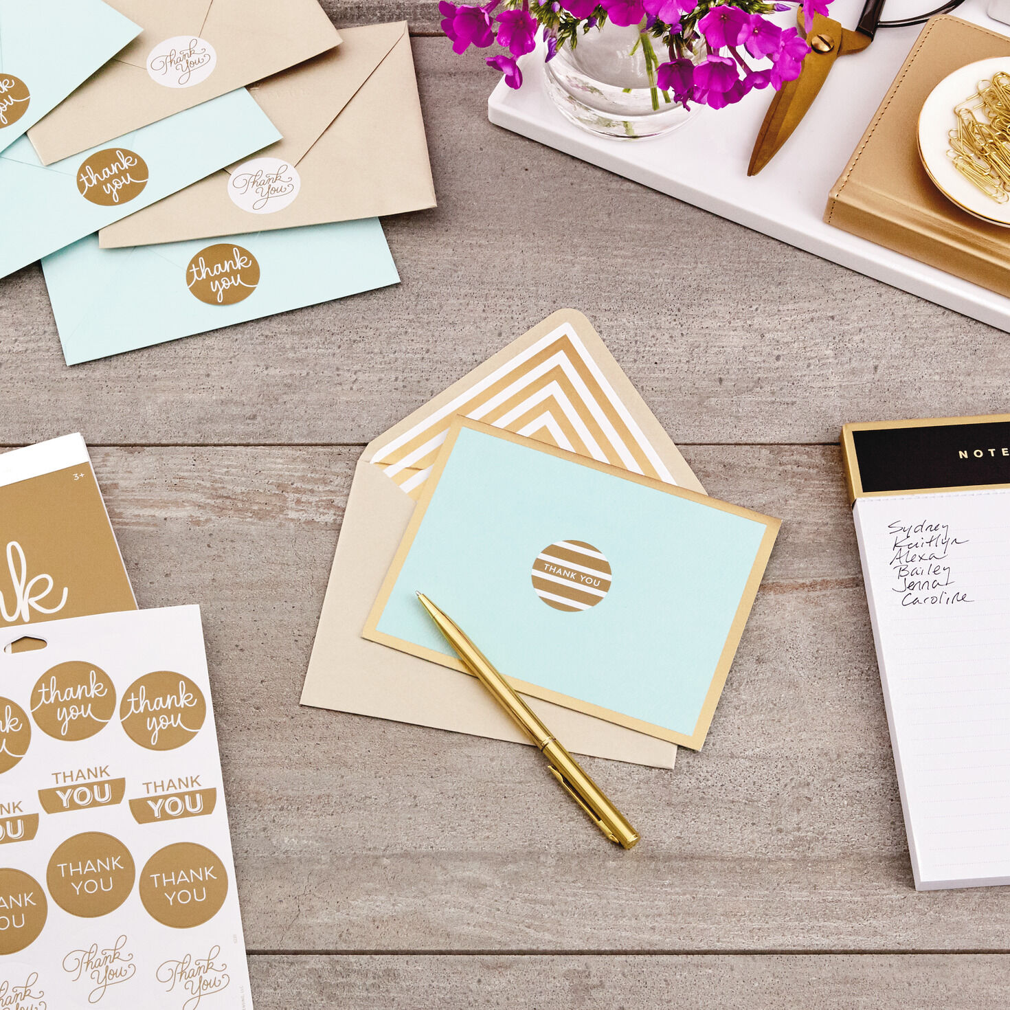 Gold Foil Thank-You Sticker Seals, 10 sheets