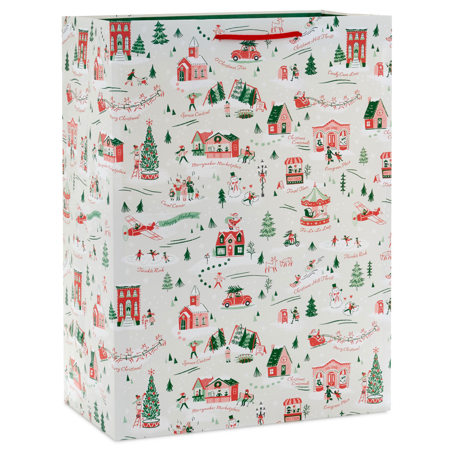 20" Festive Holiday Toile Jumbo Christmas Gift Bag