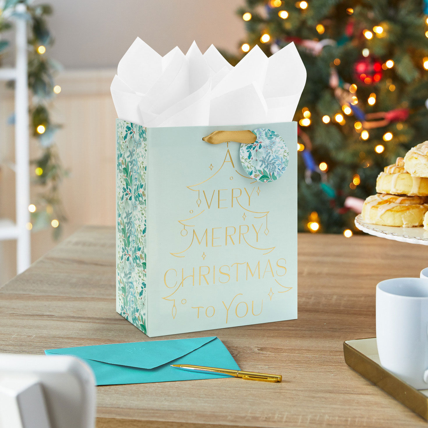 3139-9-6-a-very-merry-christmas-mint-green-medium-gift-bag-2.jpg 9.6" A Very Merry Christmas Mint Green Medium Gift Bag