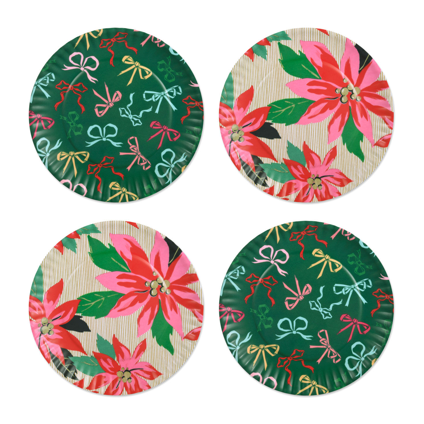 Lacey Chabert Collection Bow and Poinsettia Appetizer Plates, Set of 4