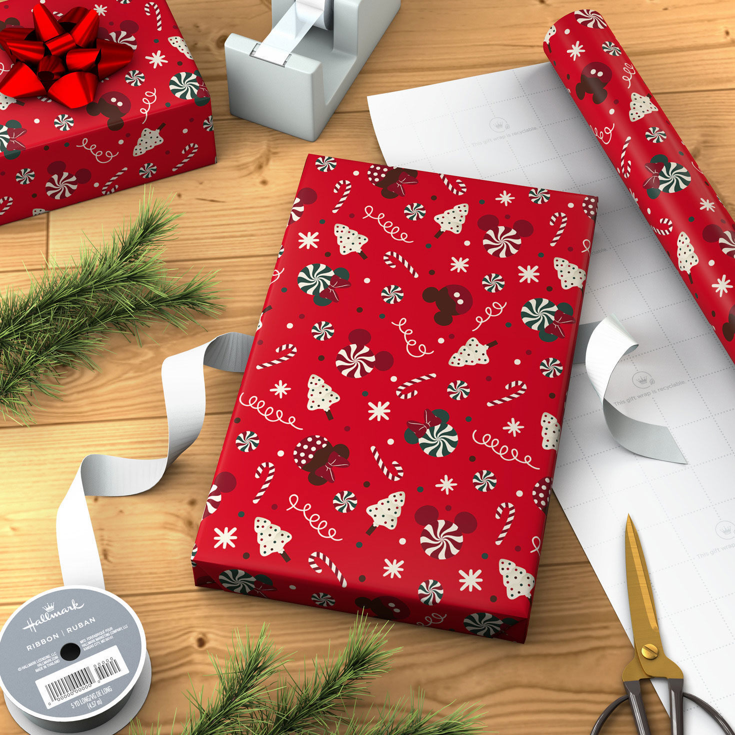 3273-disney-mickey-and-minnie-treats-on-red-jumbo-christmas-wrapping-paper-roll-70-sq-ft--3.jpg Disney Mickey and Minnie Treats on Red Jumbo Christmas Wrapping Paper Roll, 70 sq. ft.
