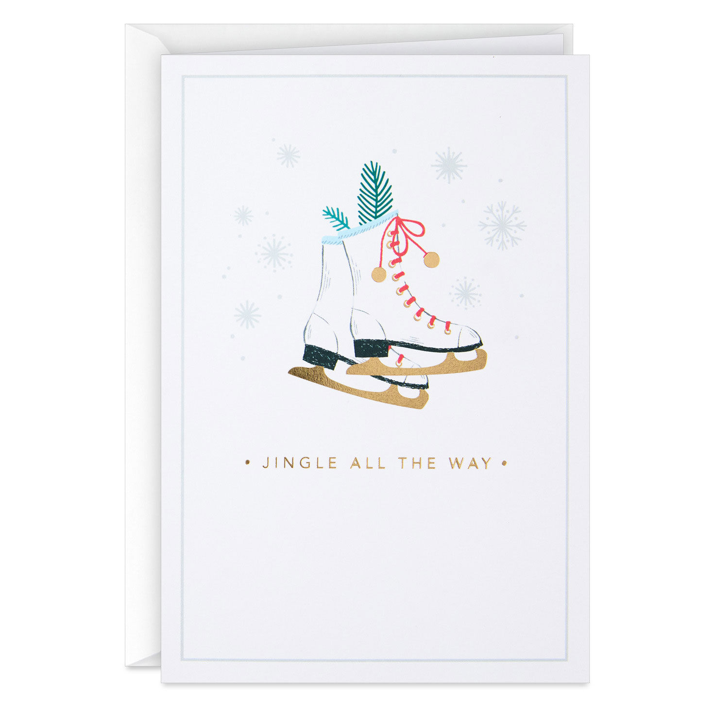 Ice Skates With Jingle Bells Packaged Christmas Cards, Set Of