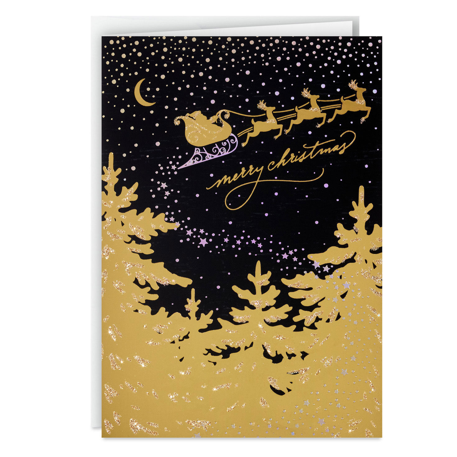 3361-gold-sleigh-in-dark-sky-boxed-christmas-cards-pack-of-16-2.jpg Gold Sleigh in Dark Sky Boxed Christmas Cards, Pack of 16