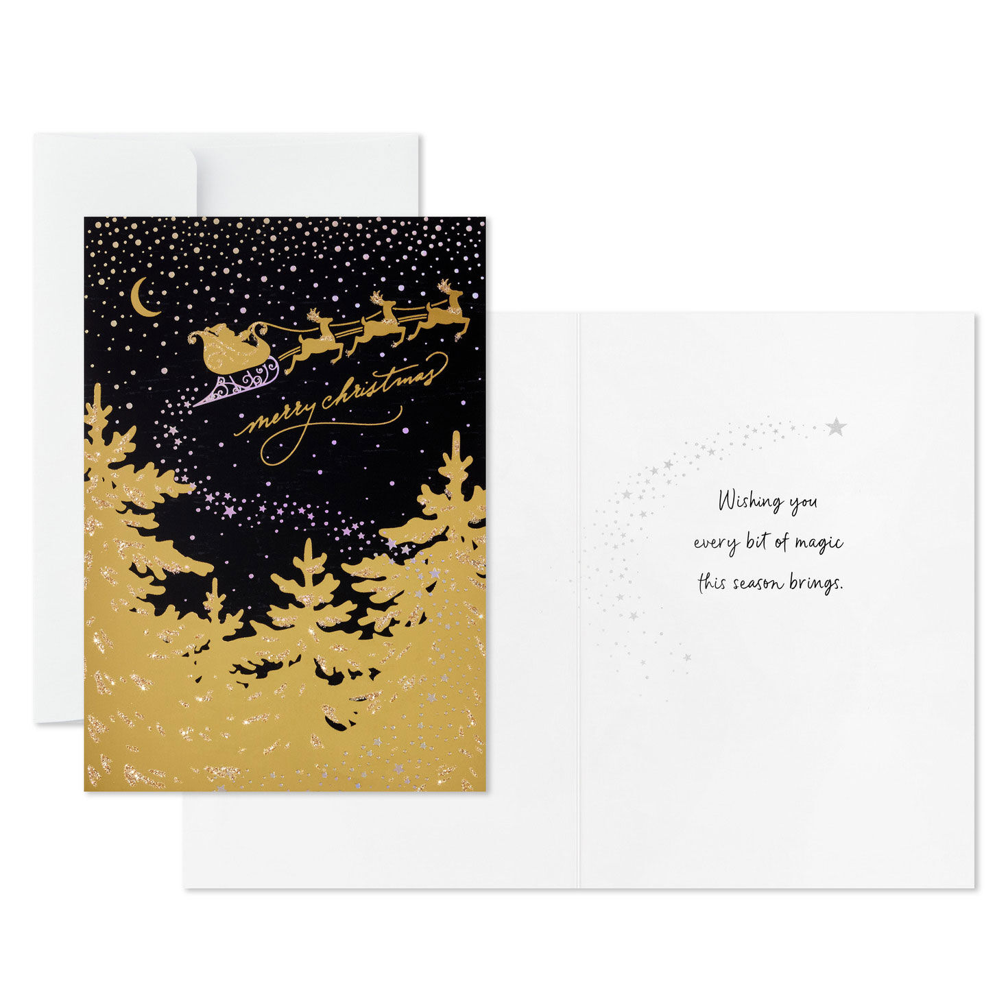 3361-gold-sleigh-in-dark-sky-boxed-christmas-cards-pack-of-16-3.jpg Gold Sleigh in Dark Sky Boxed Christmas Cards, Pack of 16