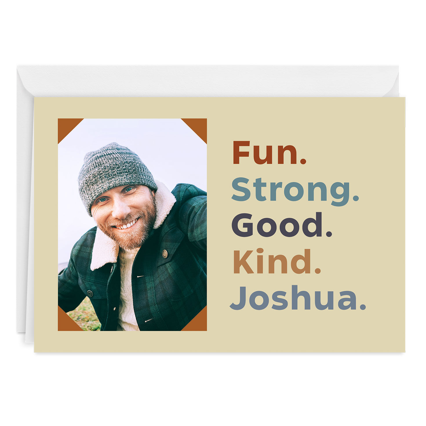 Personalized Orange Photo Corners Photo Card
