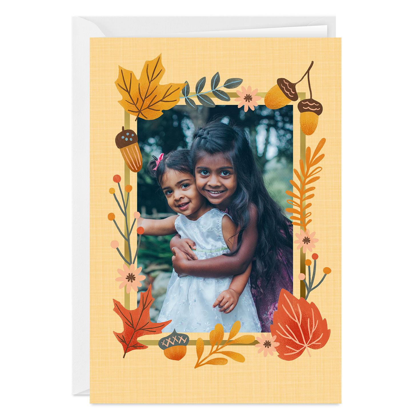 Fall Leaves Frame Custom Thanksgiving Card
