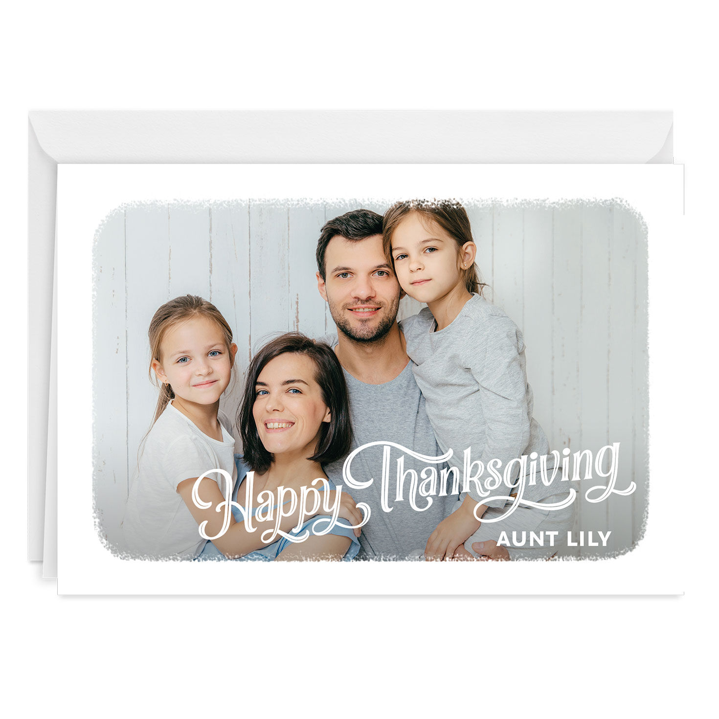 White Frame Horizontal Custom Thanksgiving Card