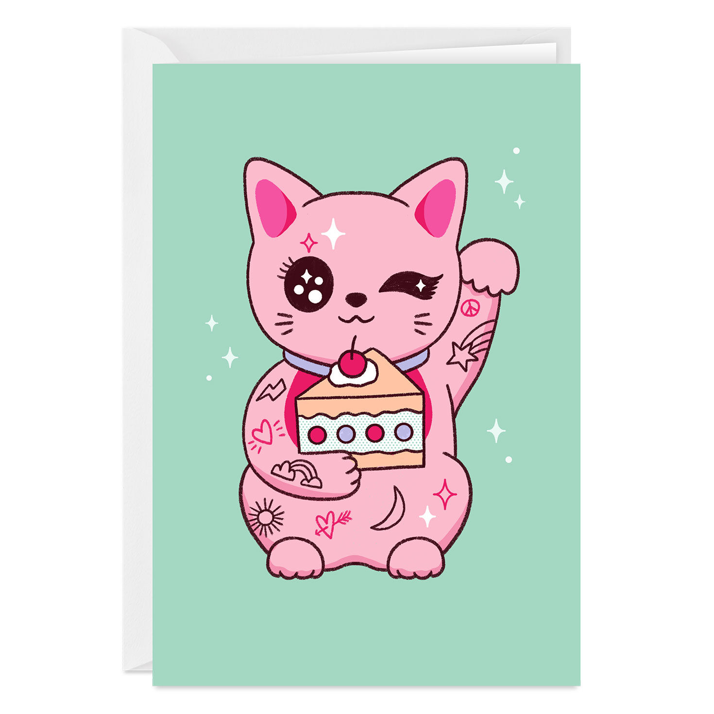 Pink Kawaii Cat Custom Card