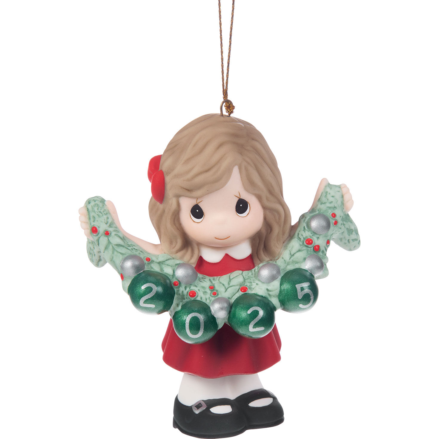 Precious Moments Deck the Halls 2025 Girl Ornament, 3.5"