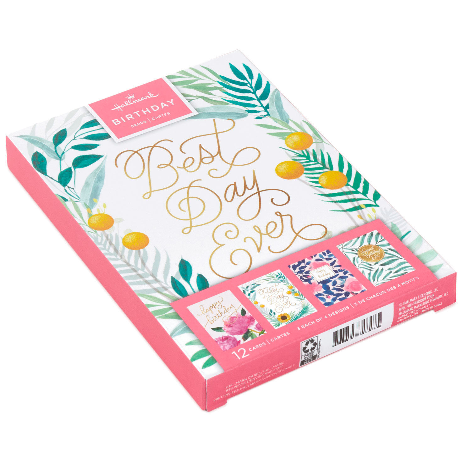 Assorted Floral Birthday Cards, Pack of 12