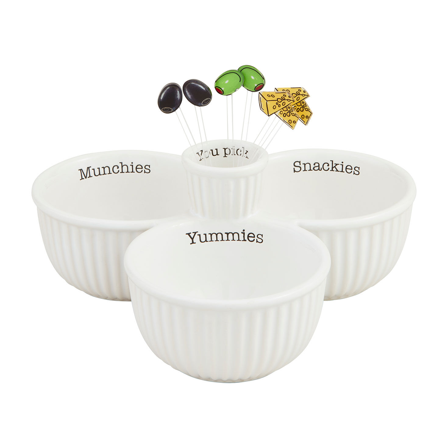 Mud Pie Snack Bowl Trio and Picks Serving Set