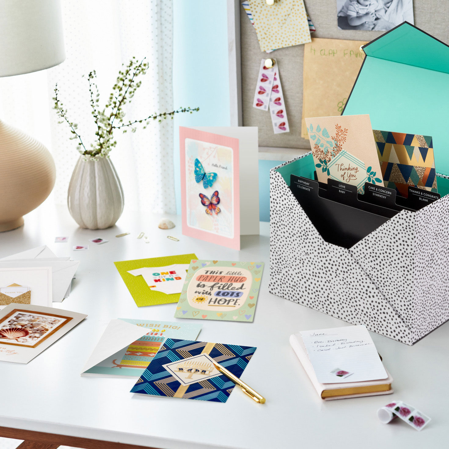 Assorted All-Occasion Handmade Greeting Cards in Black Scattered Dot Organizer