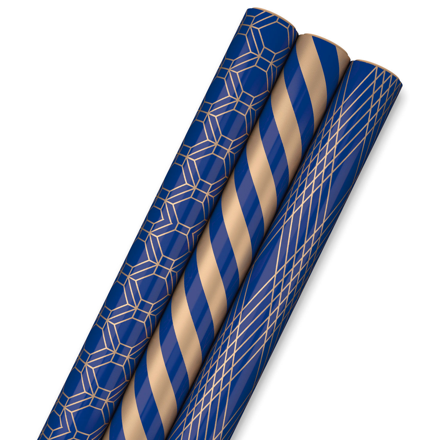 Navy and Gold 3-Pack Wrapping Paper, 105 sq. ft. total