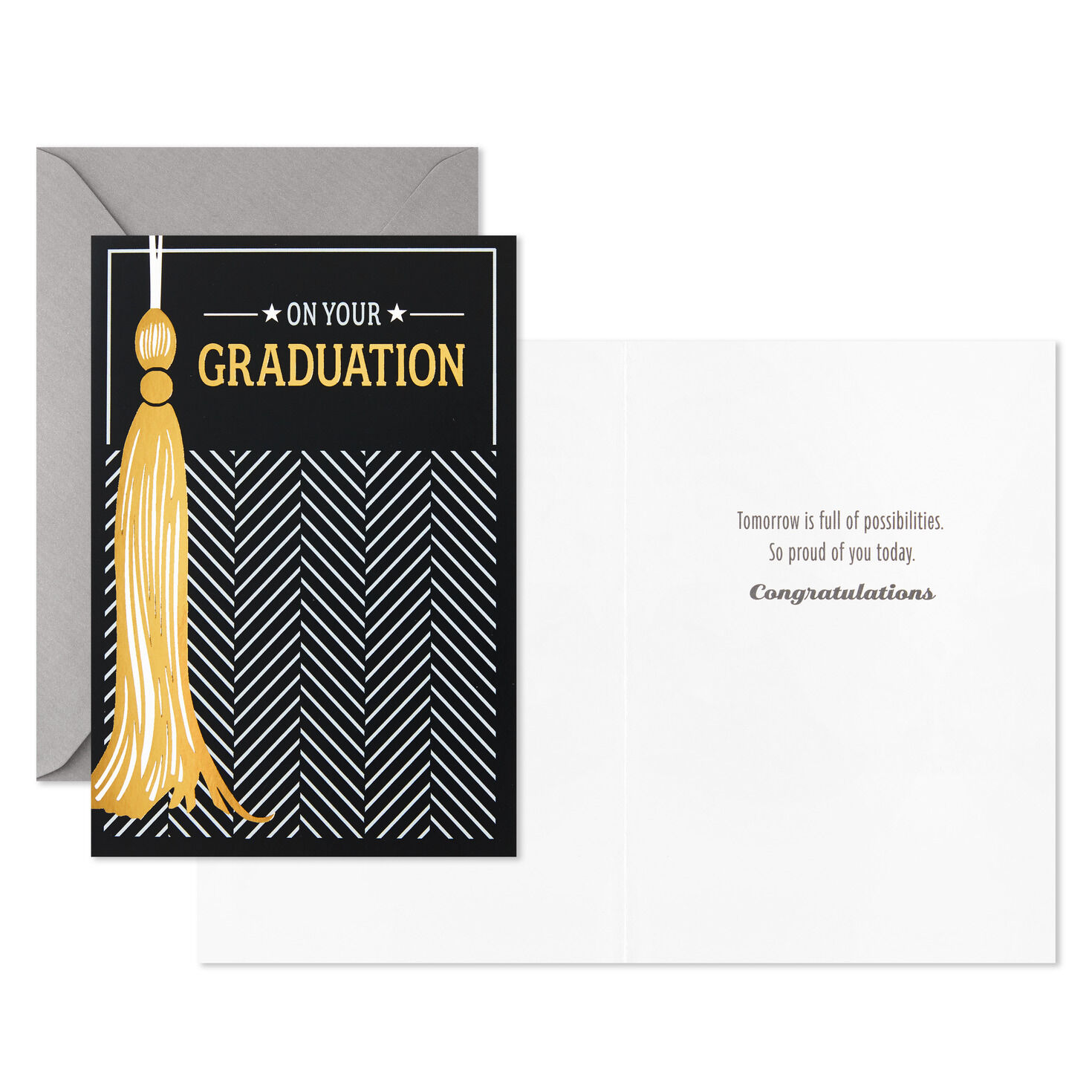Assorted Black, White and Gold Graduation Cards, Pack of 12