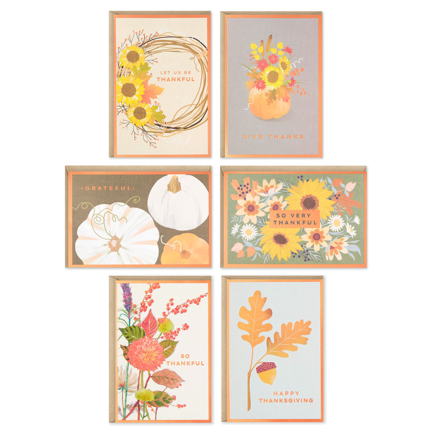 Autumn Botanicals Assorted Thanksgiving Cards, Pack of 36