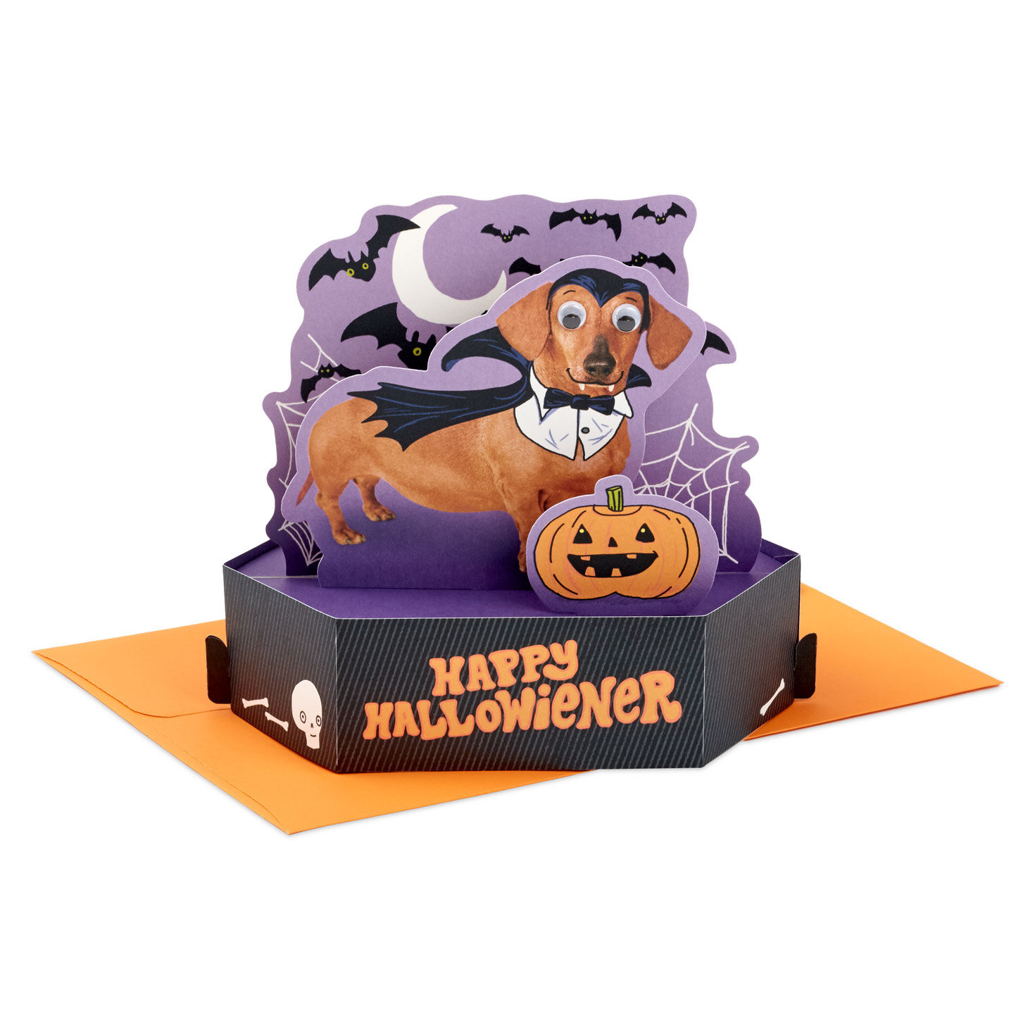 Happy Hallowiener Vampire Dog Funny 3D Pop-Up Halloween Card