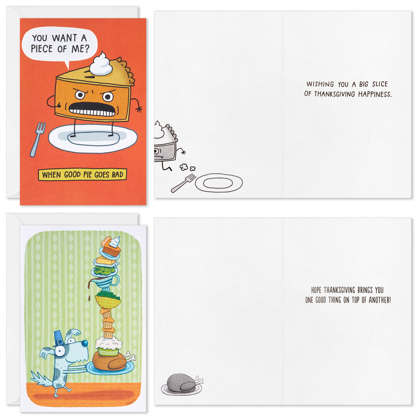 Big Slice of Gratitude Assorted Funny Thanksgiving Cards, Pack of 16