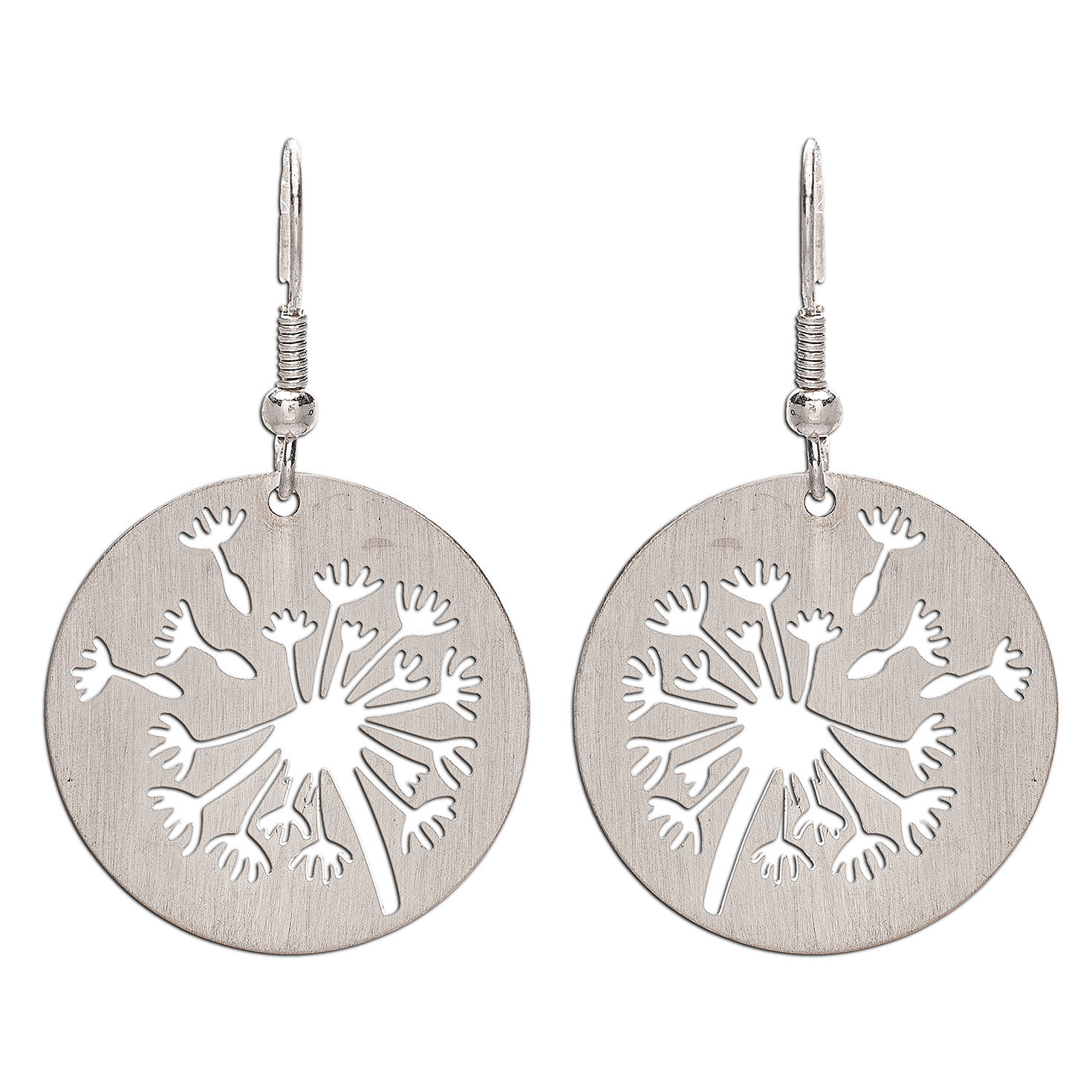 Rain Jewelry Dandelion Cutout Silver Metal Earrings