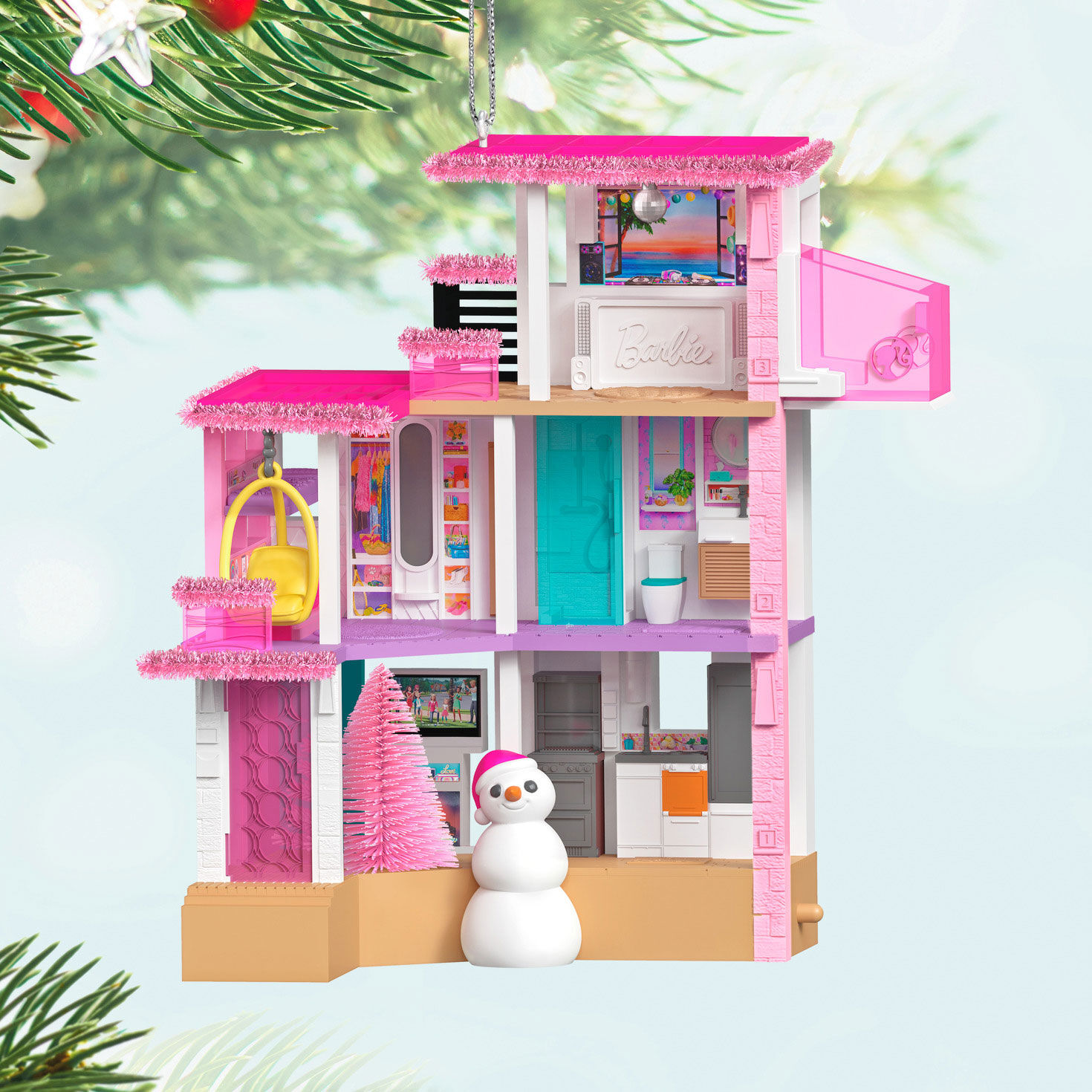 6162-barbie-merriest-dreamhouse-musical-ornament-with-light-2.jpg Barbie™ Merriest Dreamhouse™ Musical Ornament With Light