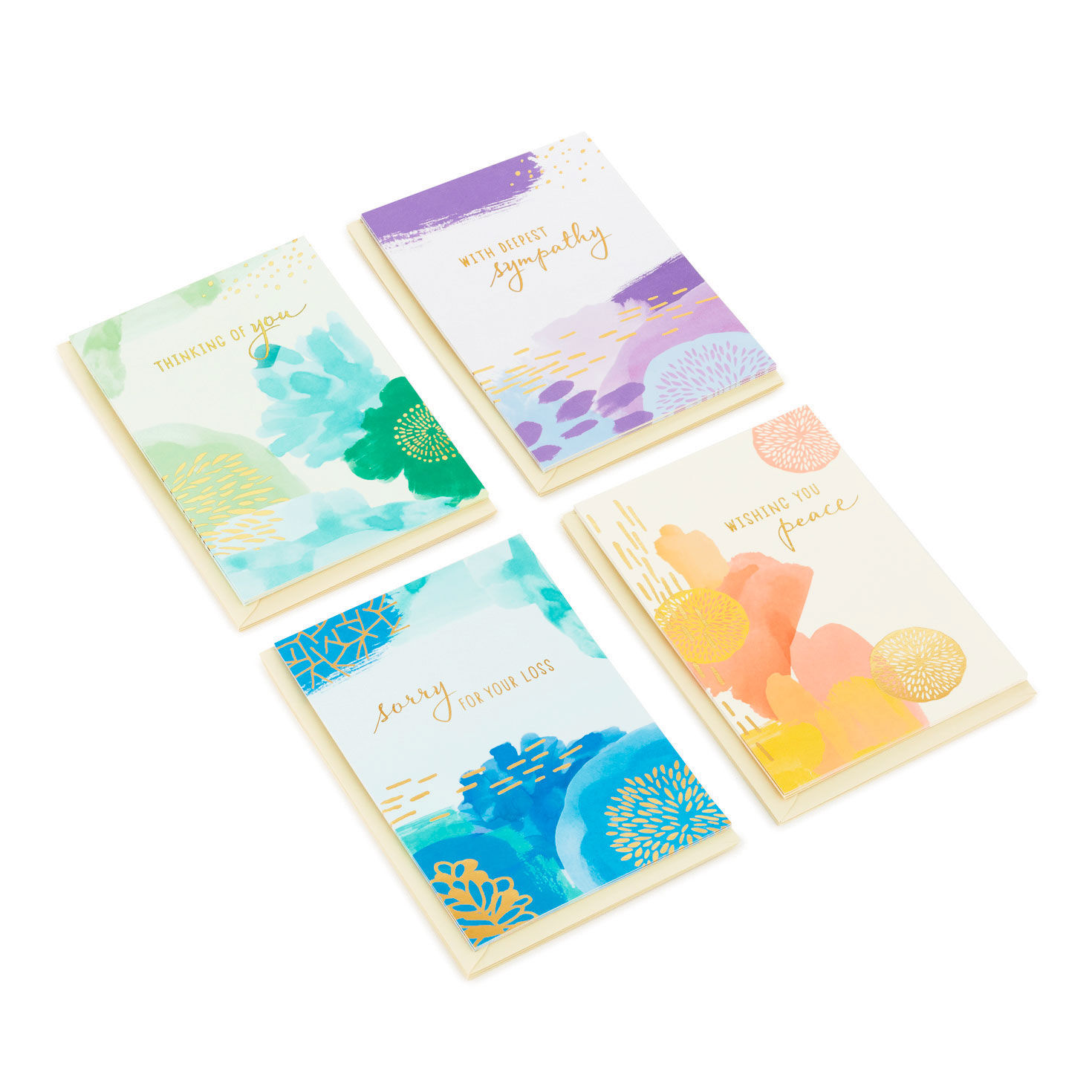 Assorted Abstract Nature Designs Boxed Sympathy Cards, Pack of 16