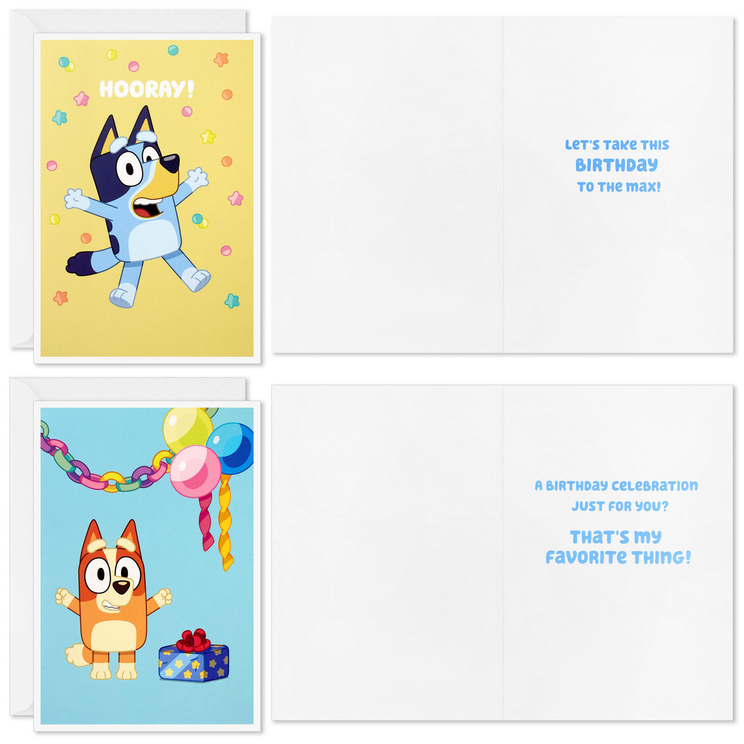 Bluey and Bingo Party Fun Assorted Birthday Cards for Kids, Pack of 16