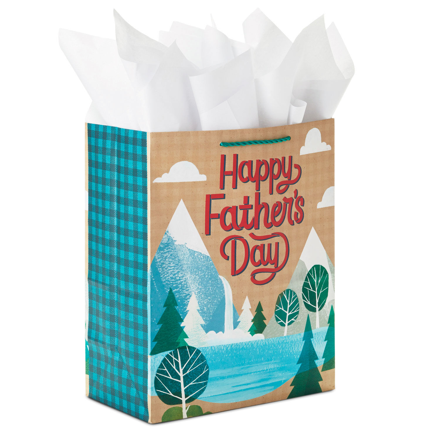 6393-13-mountain-scene-large-father-s-day-gift-bag-with-tissue-1.jpg 13" Mountain Scene Large Father's Day Gift Bag With Tissue