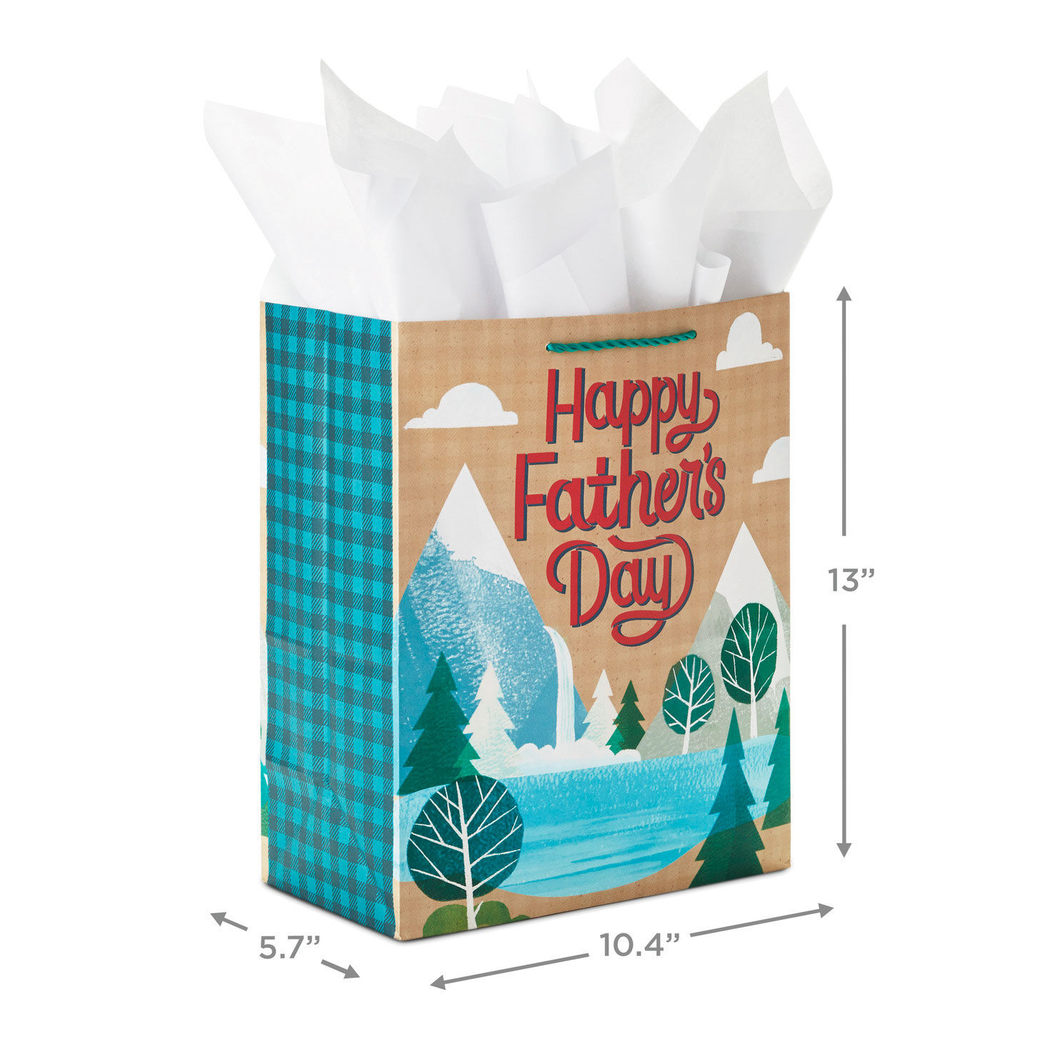 6393-13-mountain-scene-large-father-s-day-gift-bag-with-tissue-2.jpg 13" Mountain Scene Large Father's Day Gift Bag With Tissue