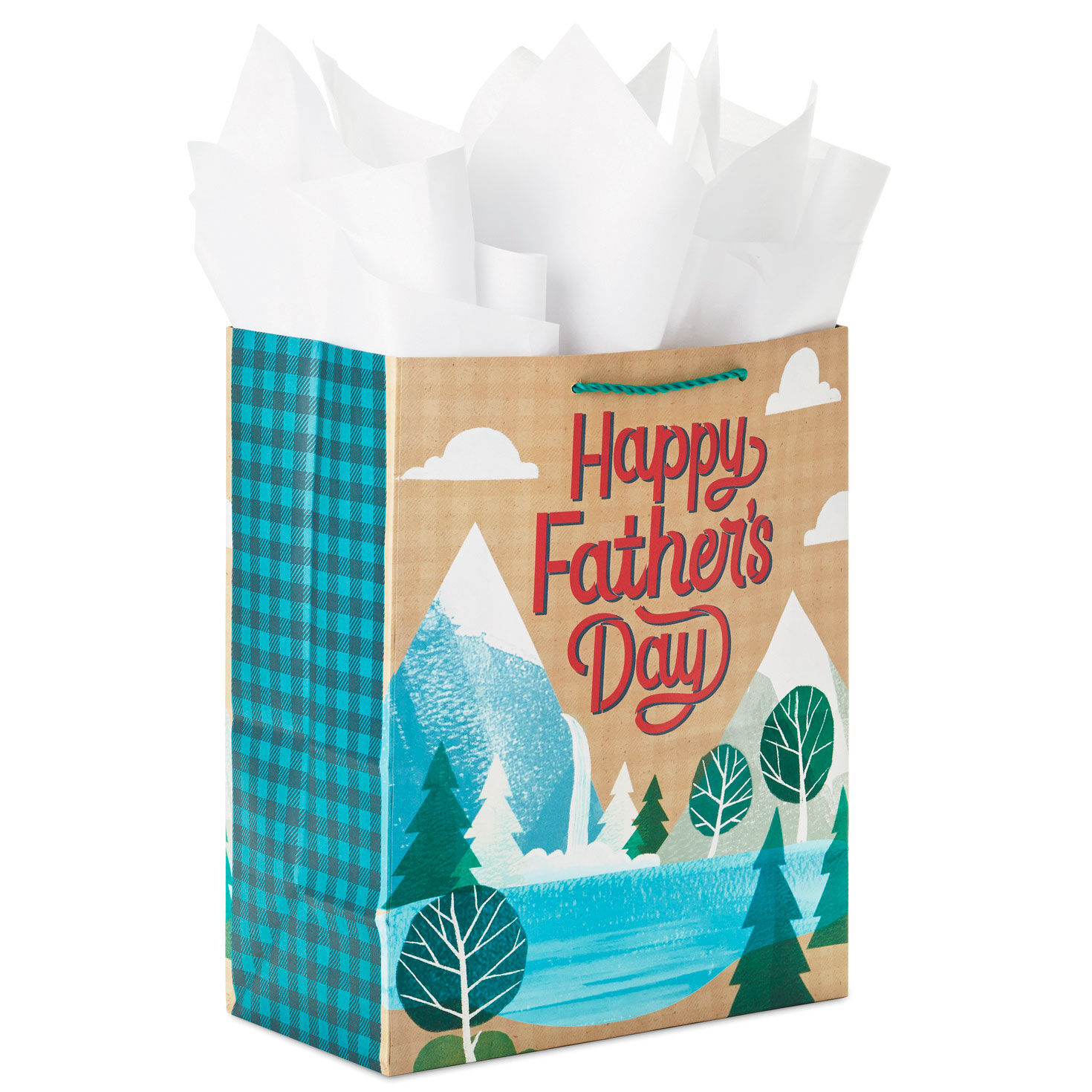 6393-13-mountain-scene-large-father-s-day-gift-bag-with-tissue-4.jpg 13" Mountain Scene Large Father's Day Gift Bag With Tissue