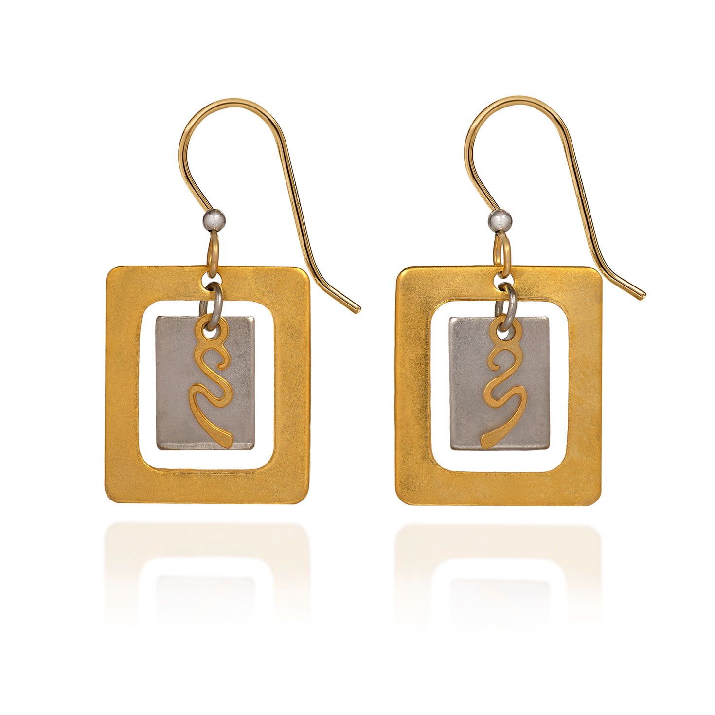 Silver Forest Mixed Metal Geometric Drop Earrings