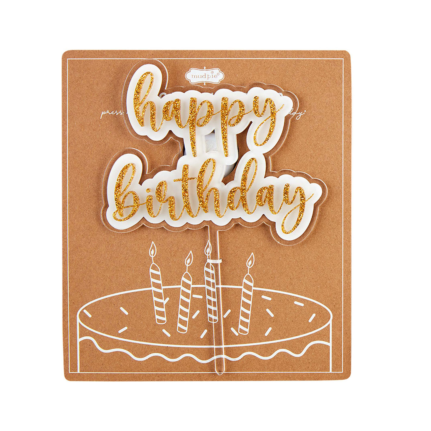 Mud Pie Gold Musical Birthday Cake Topper