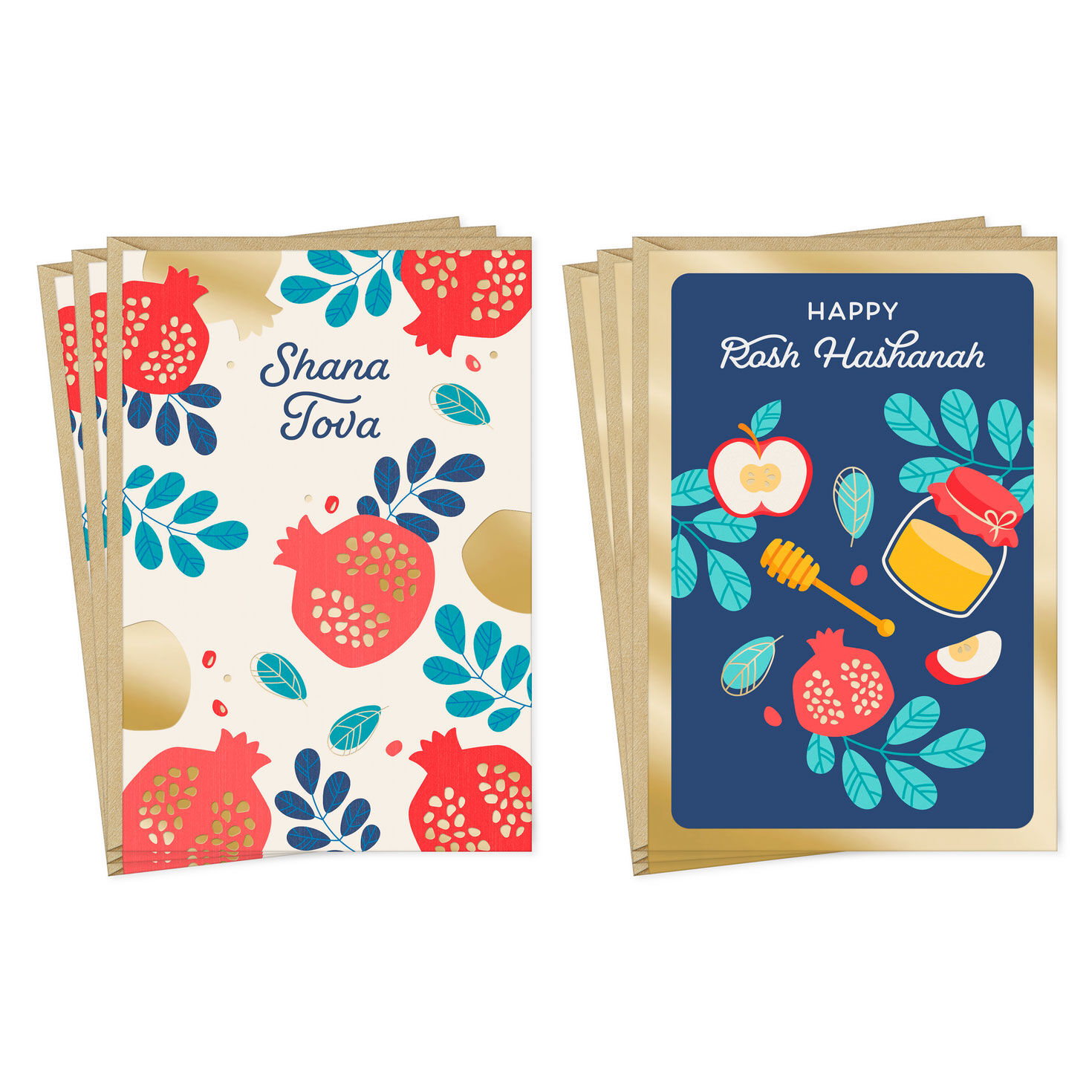 7104-pomegranates-apples-and-honey-assorted-rosh-hashanah-cards-pack-of-6-1.jpg Pomegranates, Apples and Honey Assorted Rosh Hashanah Cards, Pack of 6
