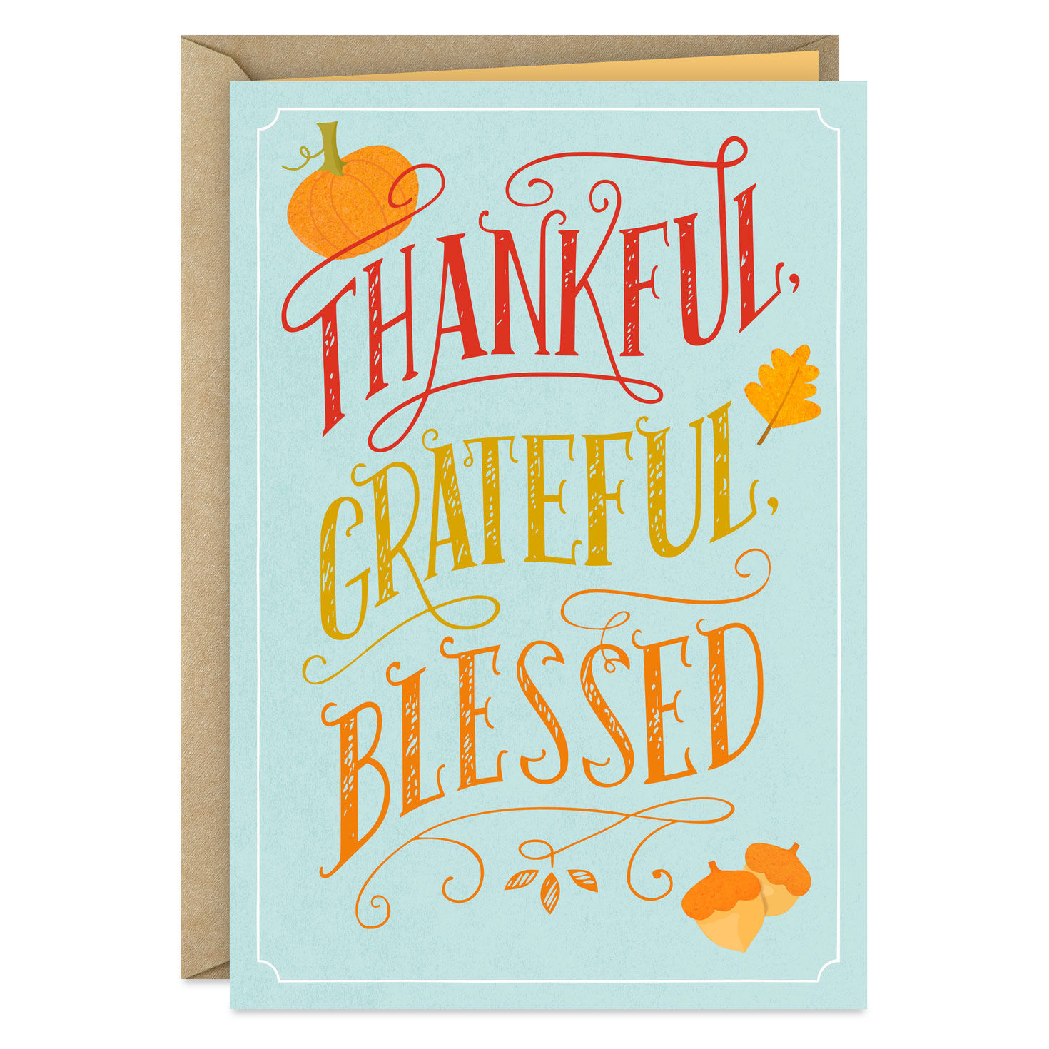 Thankful, Grateful, Blessed Thanksgiving Card